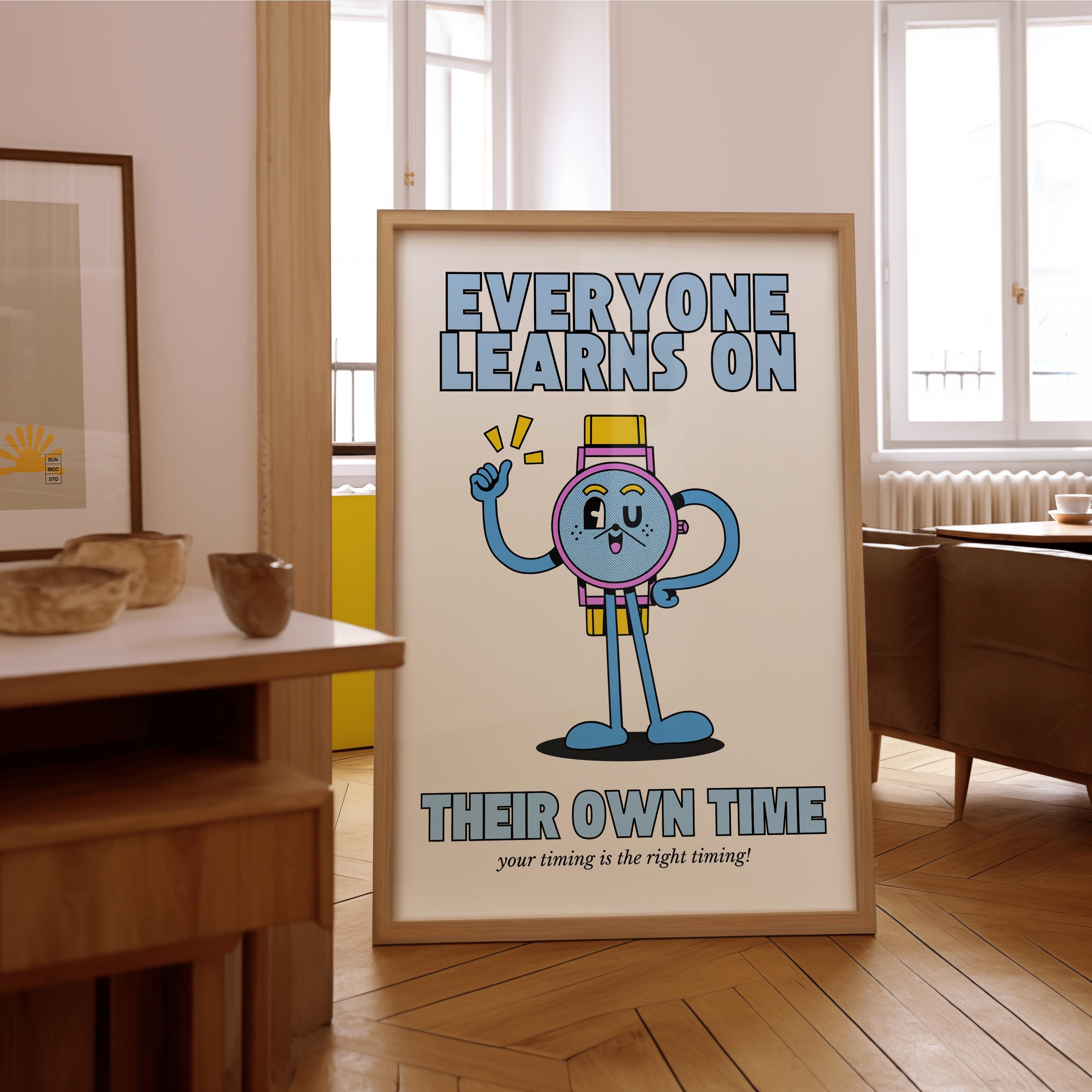 Classroom Art,Kids Room Art,Downloadable Print,Cartoon Art Print,Retro Character Art,Trendy Posters,Vintage Mascot Art,Cute Positive Art