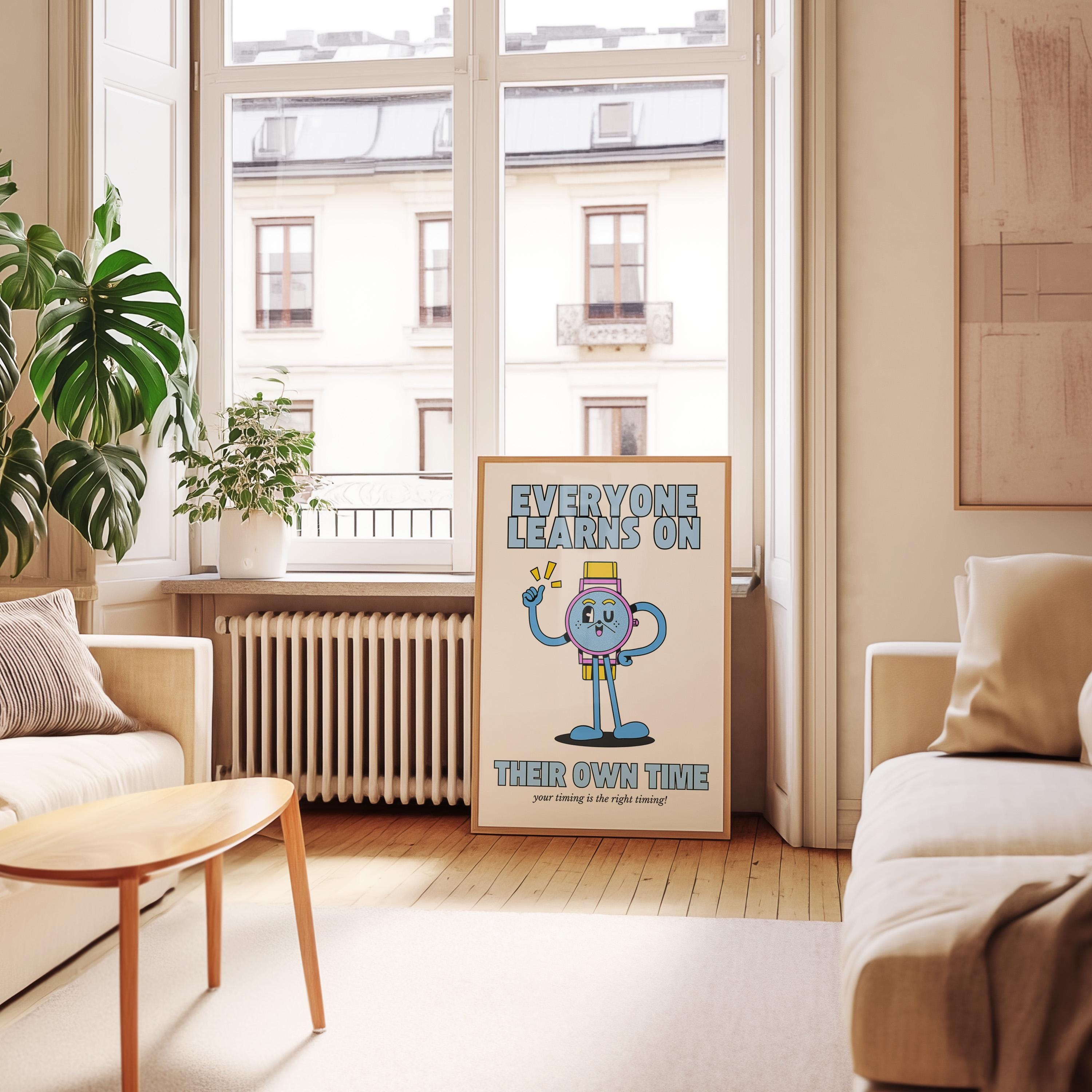 Classroom Art,Kids Room Art,Downloadable Print,Cartoon Art Print,Retro Character Art,Trendy Posters,Vintage Mascot Art,Cute Positive Art