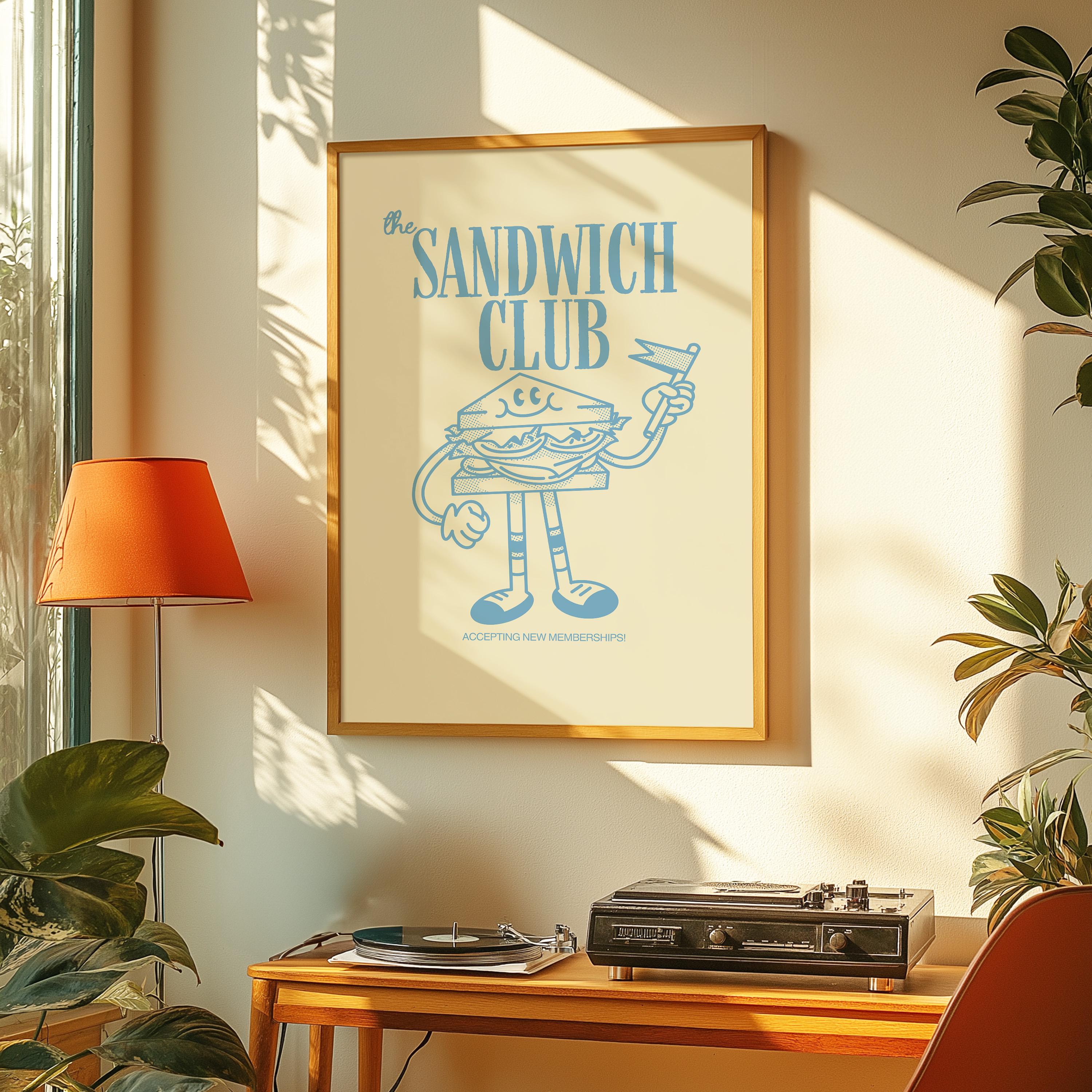 Aesthetic Decor, Cute Cooking Art, Kitchen Wall Art Print, Minimalist Cartoon Print, Sandwich Art Print, Retro Sandwich Art, Wall Art Print