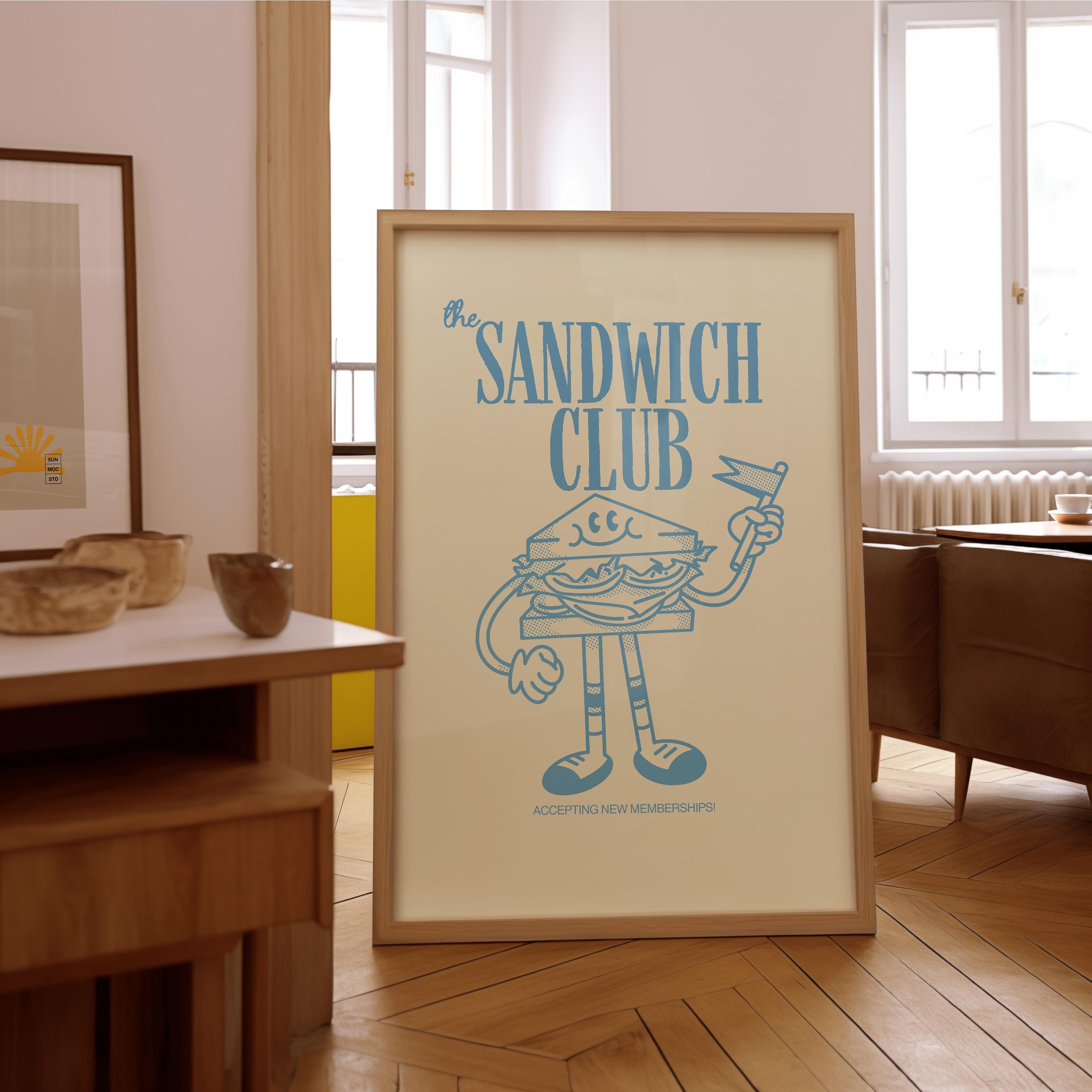 Aesthetic Decor, Cute Cooking Art, Kitchen Wall Art Print, Minimalist Cartoon Print, Sandwich Art Print, Retro Sandwich Art, Wall Art Print