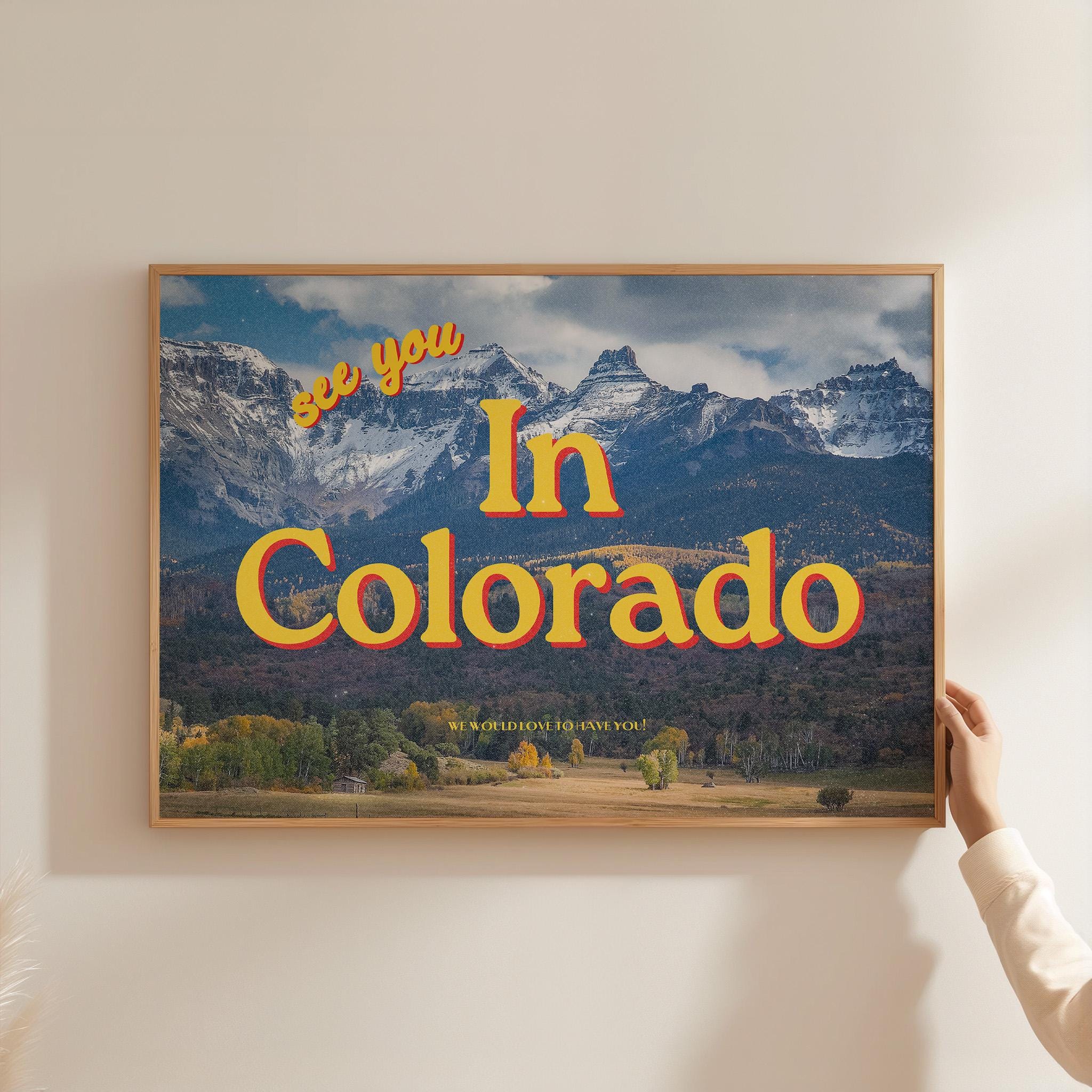 Digital Art Prints, See you in Colorado, Retro Colorado Prints, Colorado Poster, Colorado Art, Trendy Art Print, Colorado Postcard Art