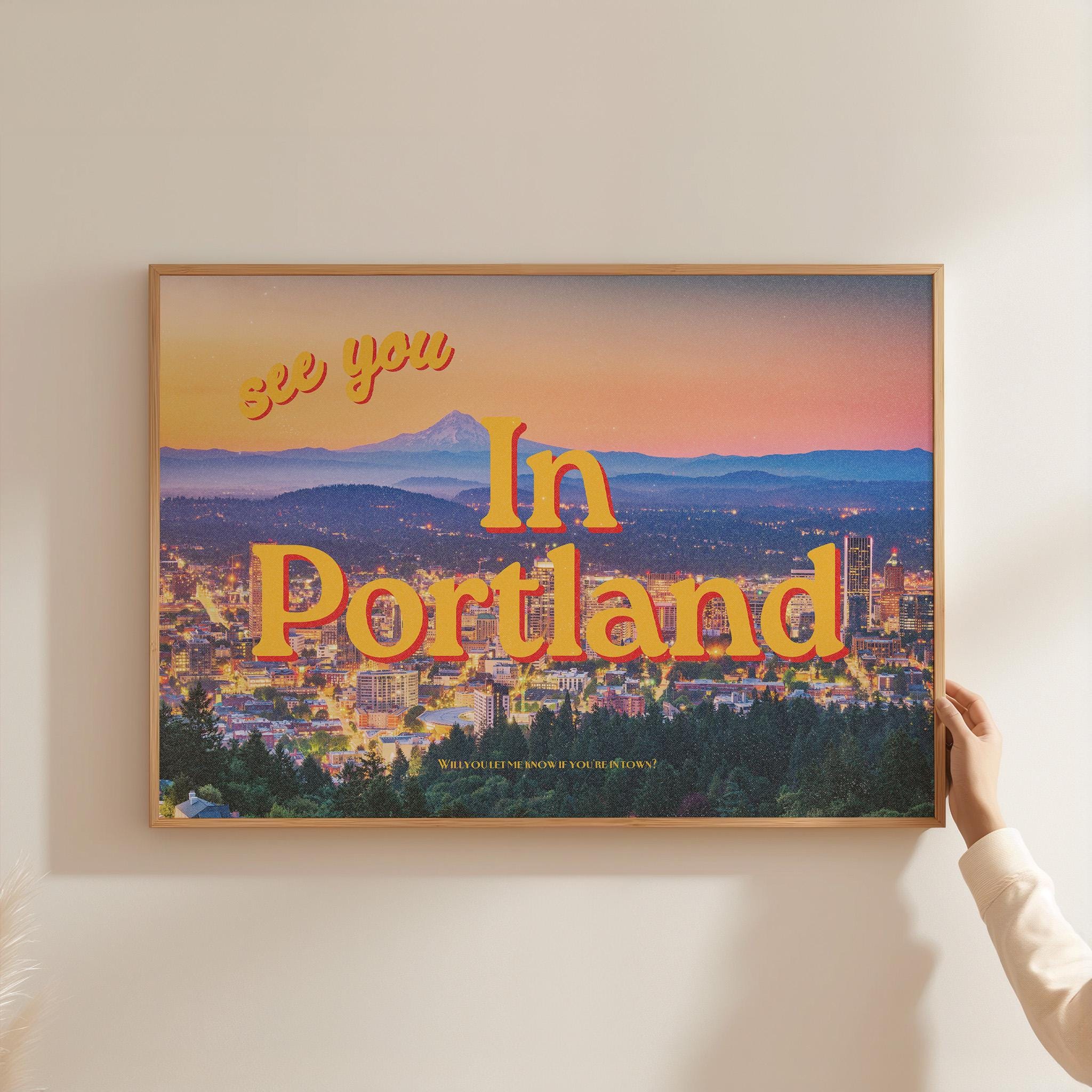 Portland Poster, Portland Art Prints, See you in Portland, Retro Portland Prints, Retro Photo Art Print, Preppy Art, Trendy Art Print