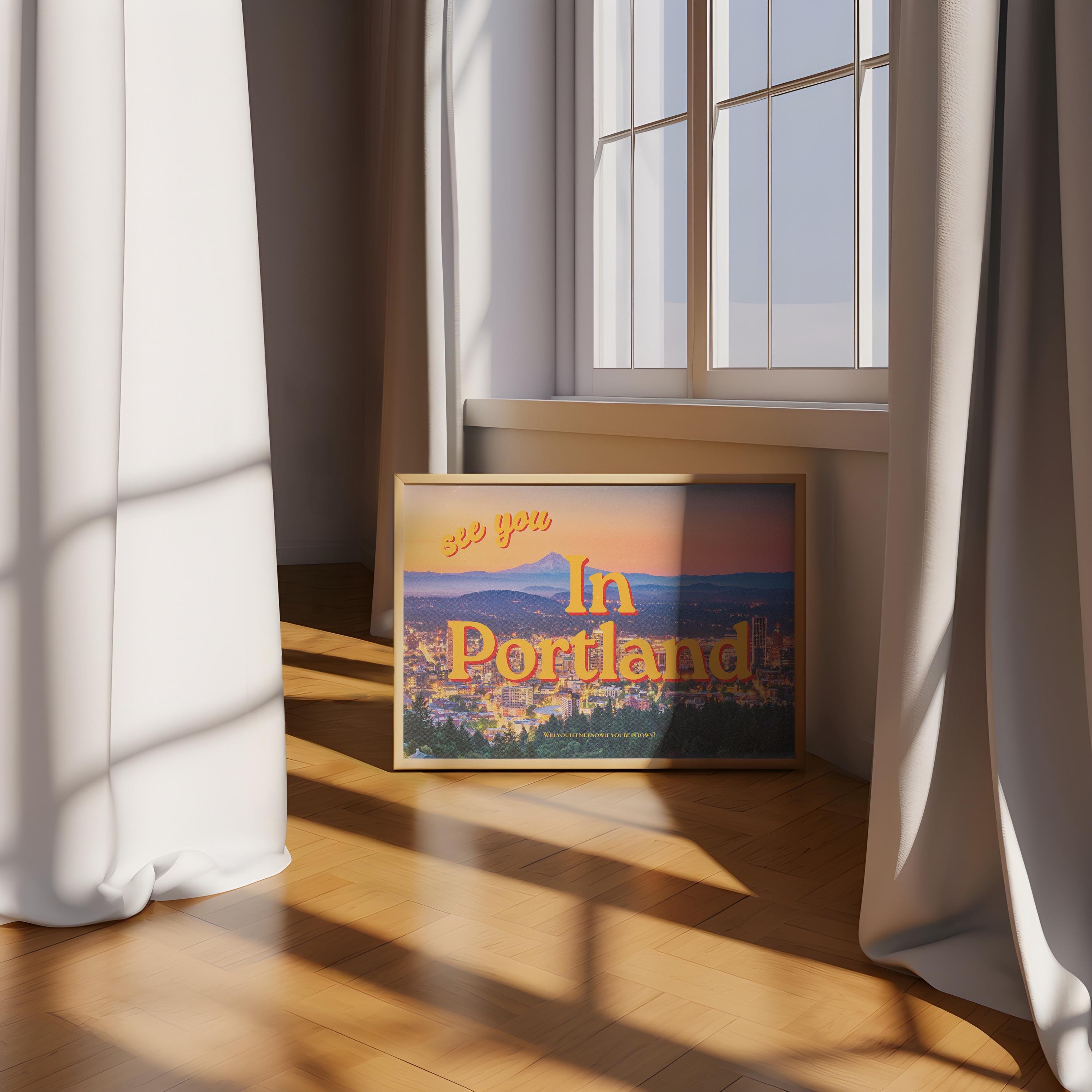 Portland Poster, Portland Art Prints, See you in Portland, Retro Portland Prints, Retro Photo Art Print, Preppy Art, Trendy Art Print
