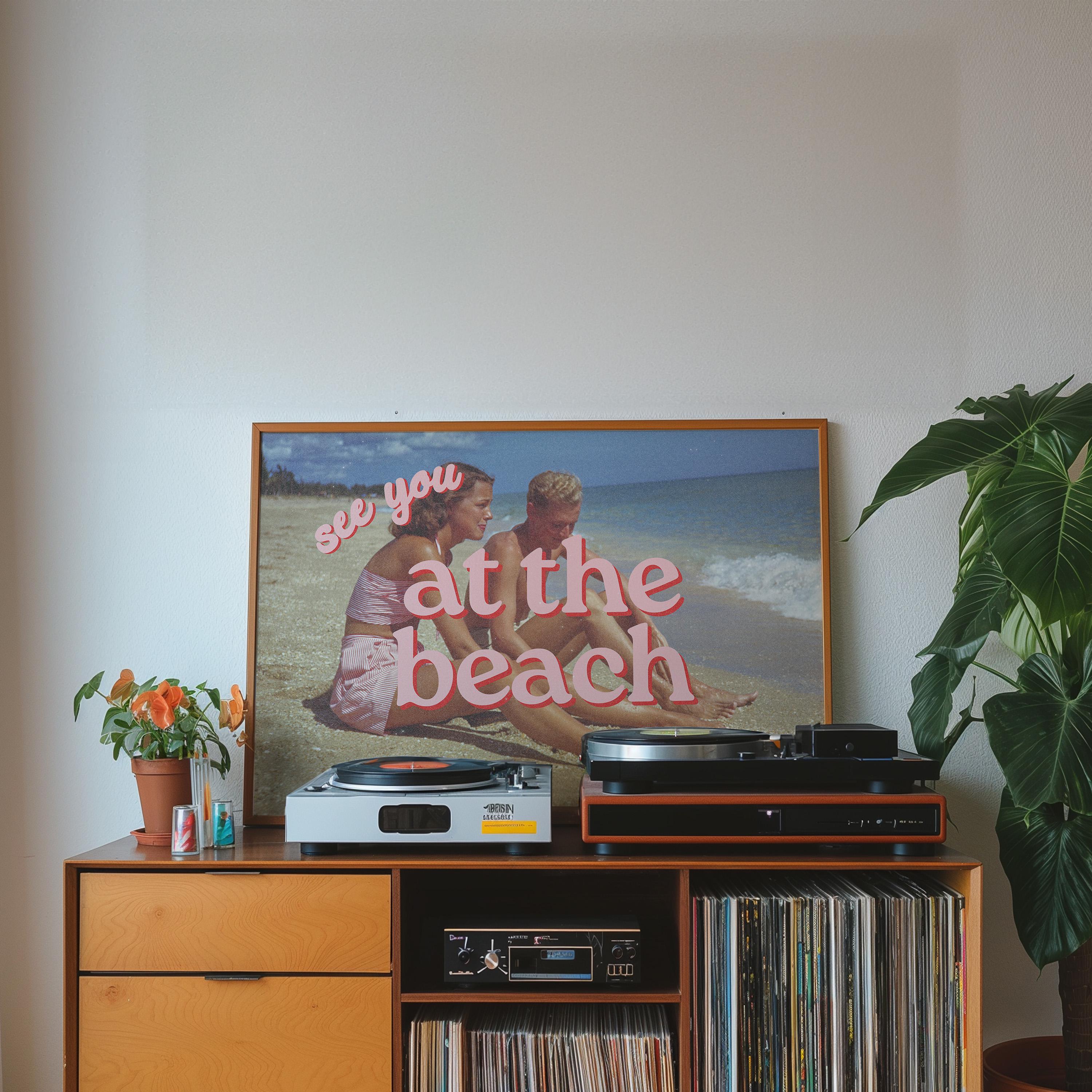 See you at the beach, vintage photo print, retro photo art, beach art print, beach decor, retro beach decor, gs print shoppe