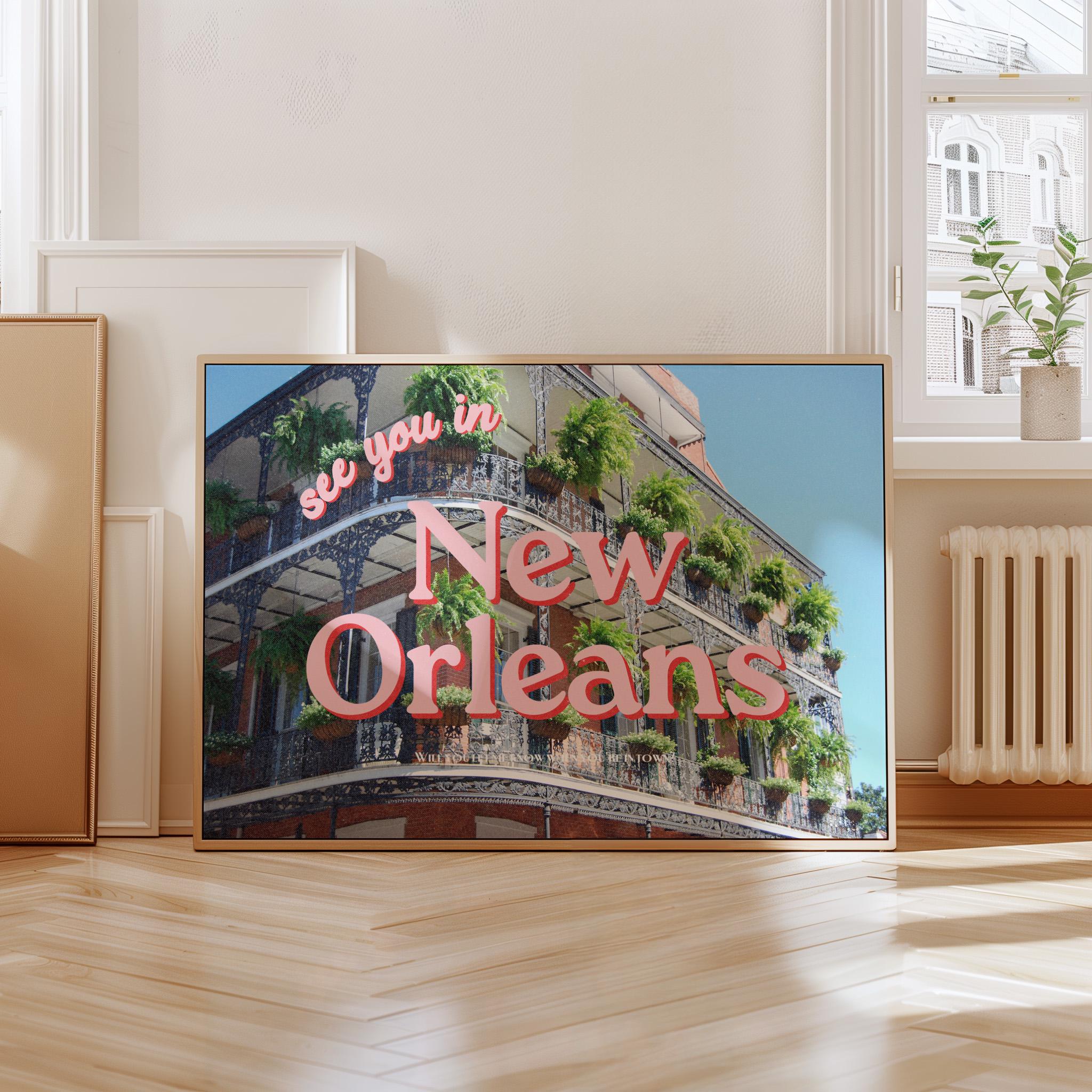 New Orleans Art Print, New Orleans Poster, NOLA Art, NOLA Poster, Travel poster, NOLA Bachelorette, New Orleans Art Digital Download
