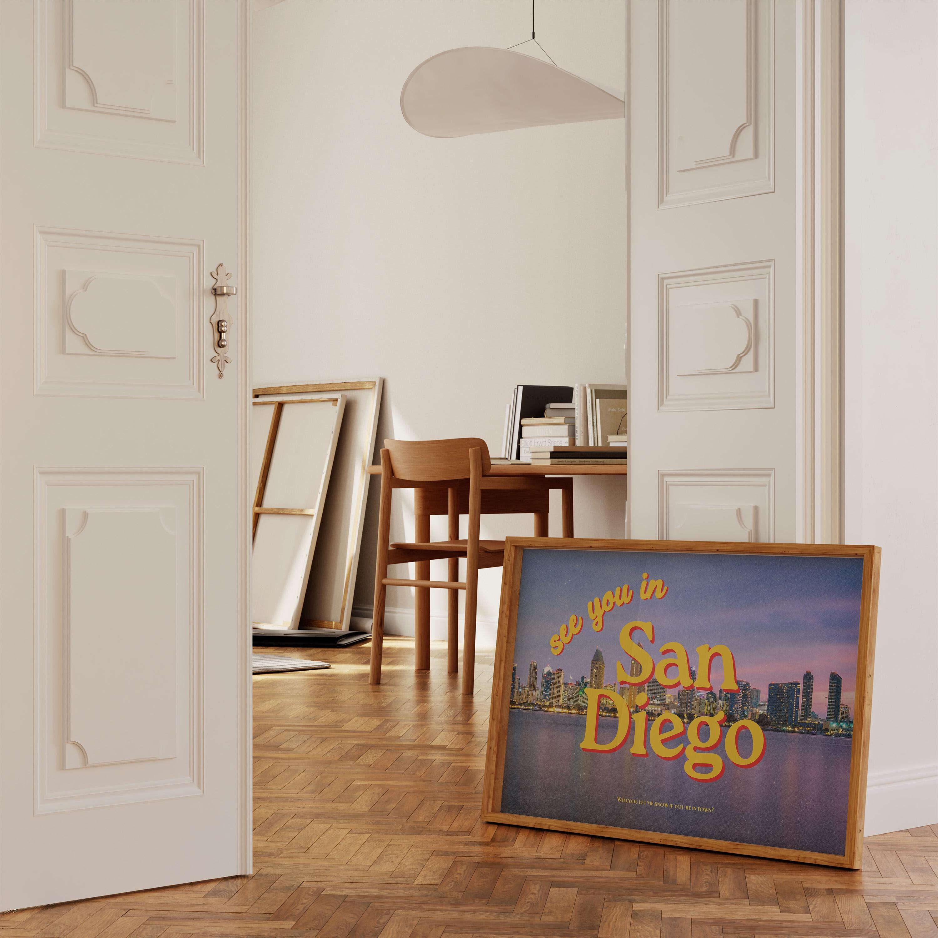 See you in San Diego, San Diego art prints, san diego art, san diego posters, gift for friend, housewarming gift, gs print shoppe
