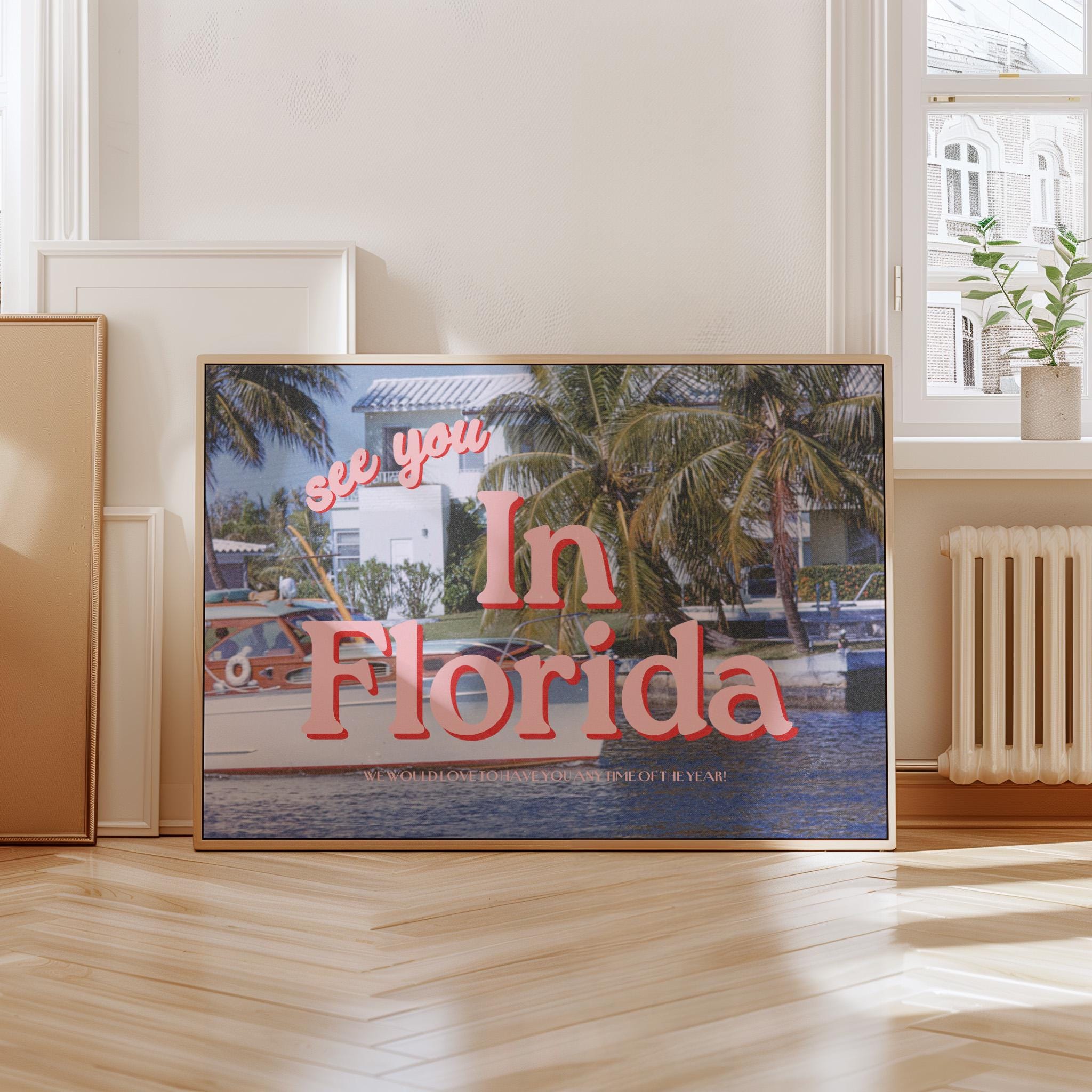 Retro Photo Art, Beach Art Print, Florida Poster, Florida Art Print, Bar Cart Decor, Florida Decor, Vintage Photo Art, GS print Shoppe