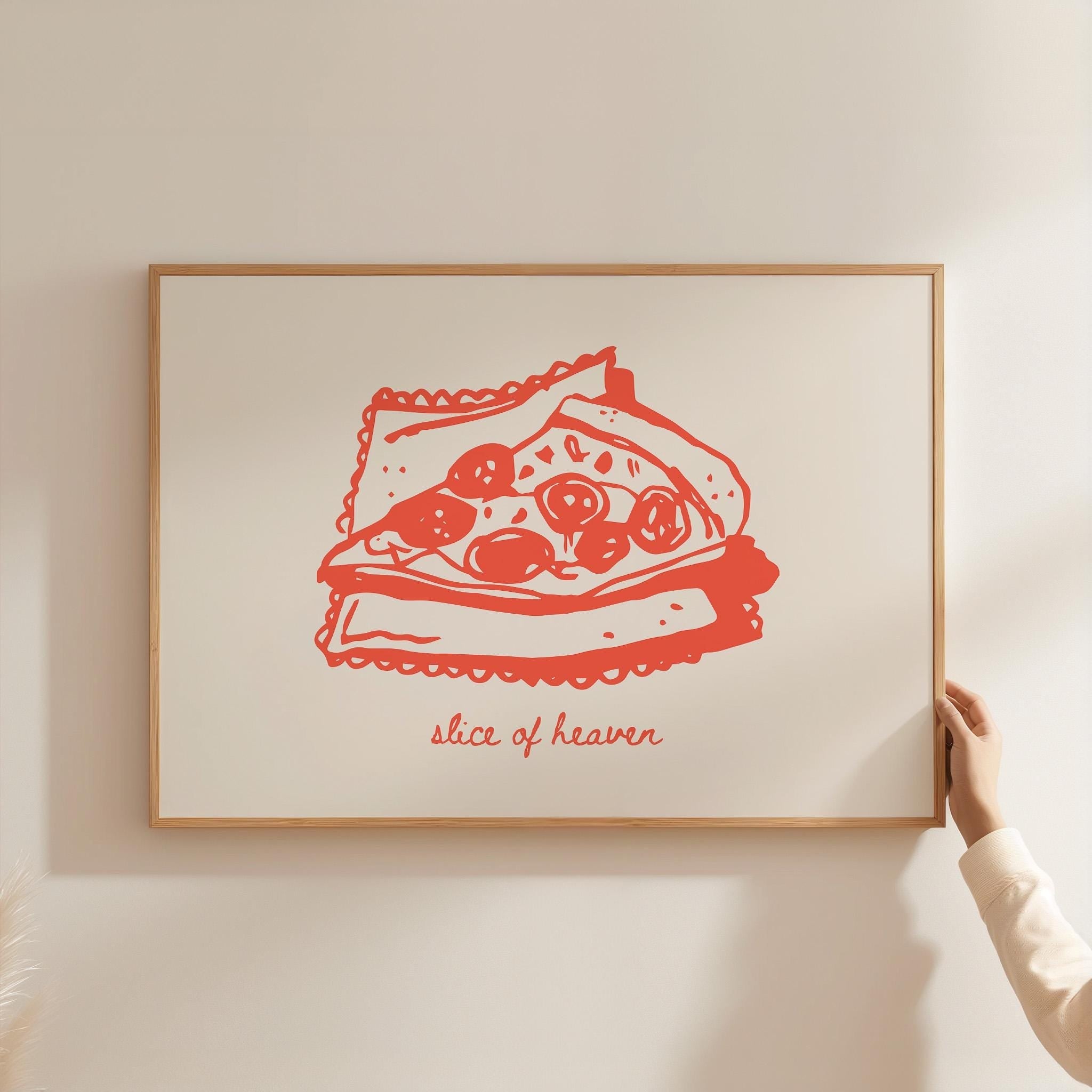 Slice of Heaven-Pizza Poster-Wall Print-Digital Download-Preppy Prints-Pizza Illustration Art-Vintage Food Art-Y2K Aesthetic-Pizza Art