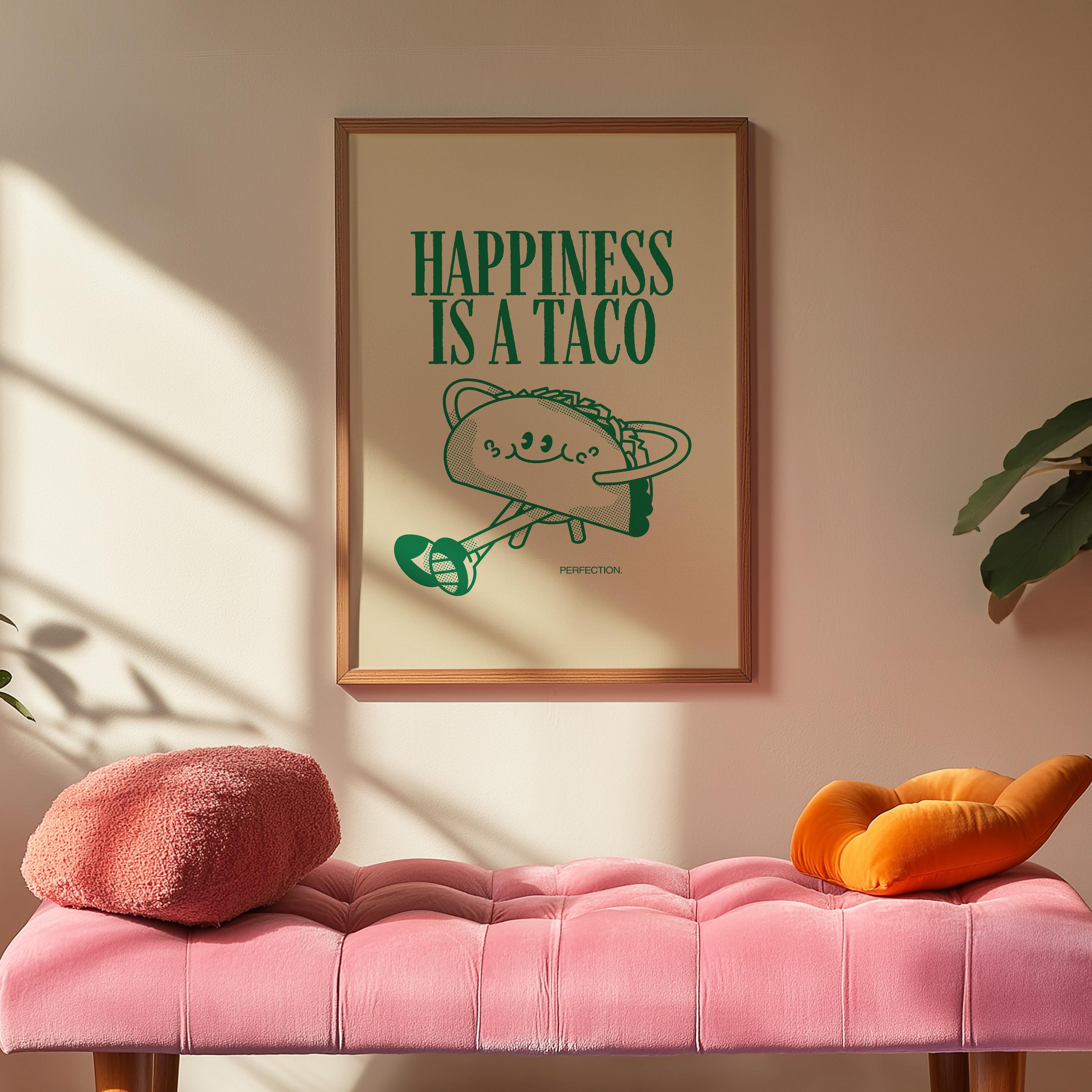 Aesthetic Kitchen Decor, Cute Cooking Art, Kitchen Wall Art Print, Minimalist Cartoon Print, Taco Art Print, Retro Taco Art, Wall Art Print