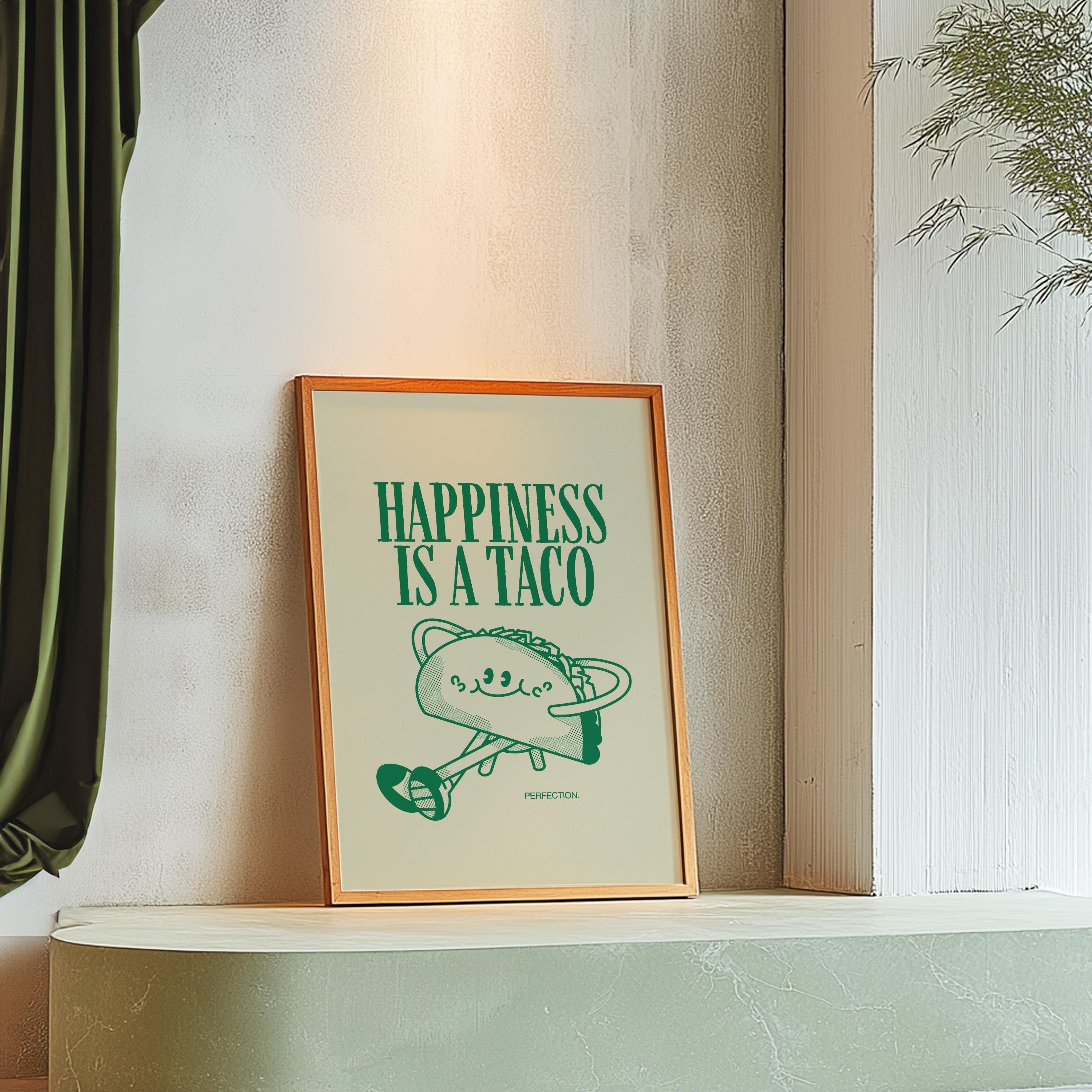 Aesthetic Kitchen Decor, Cute Cooking Art, Kitchen Wall Art Print, Minimalist Cartoon Print, Taco Art Print, Retro Taco Art, Wall Art Print