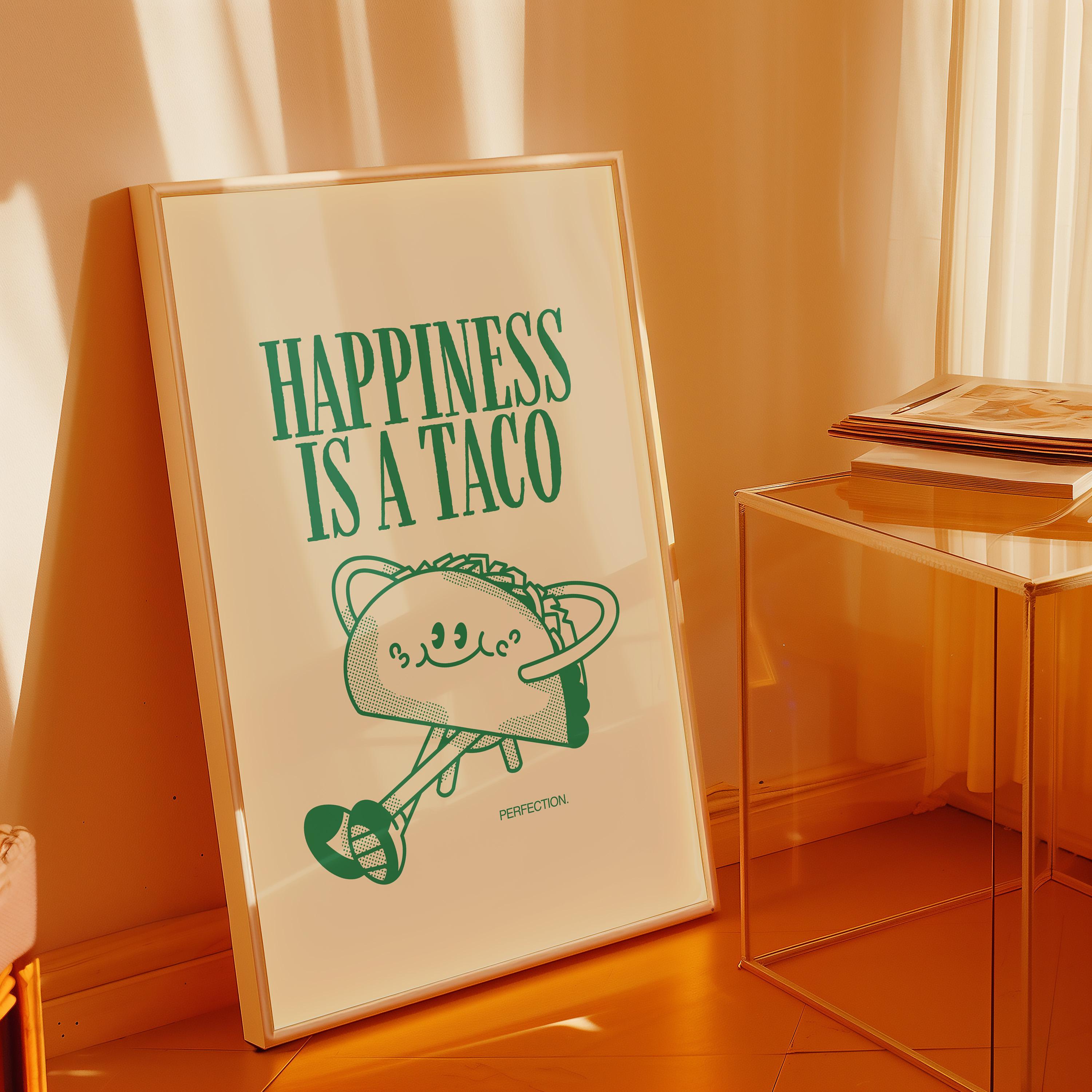 Aesthetic Kitchen Decor, Cute Cooking Art, Kitchen Wall Art Print, Minimalist Cartoon Print, Taco Art Print, Retro Taco Art, Wall Art Print