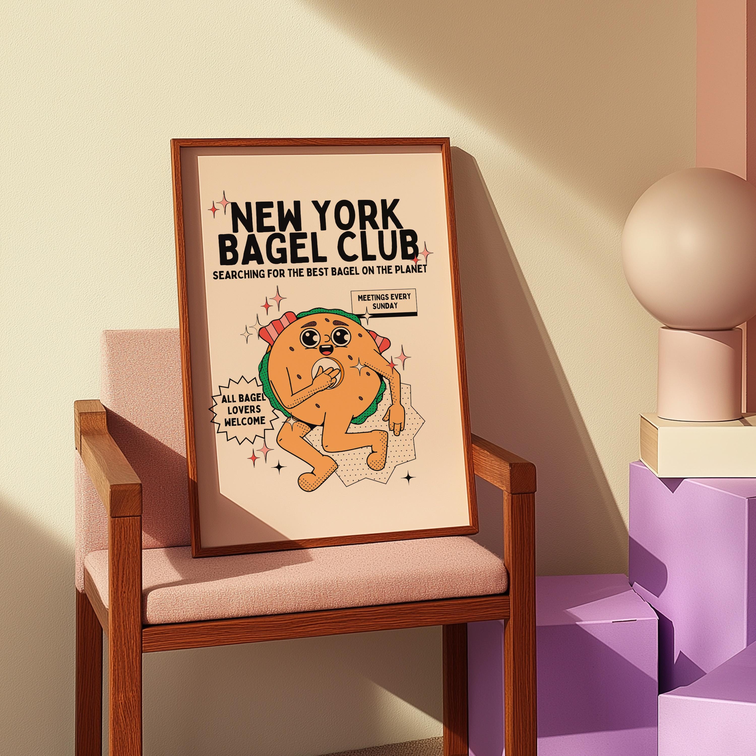 Bagel Art,Kitchen Wall Art Print, Digital Food Art Print, Trendy Wall Art Print, Bagel Poster, Kitchen Wall Decor, Bagel Art Print