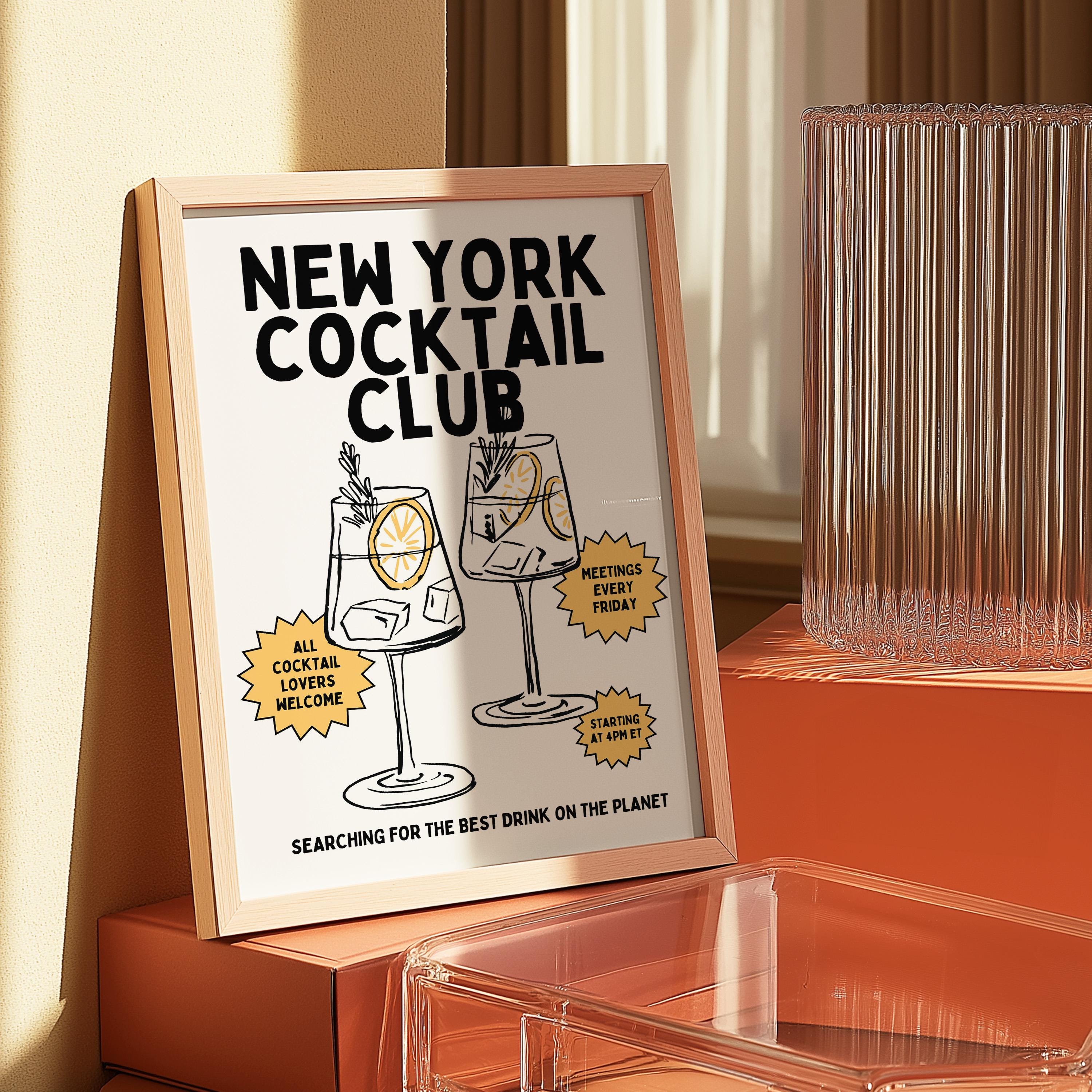 New York Cocktail Club, Digital Prints-Wall Art-Cocktail Art Print-New York Art-bar cart accessories-Cocktail Art-Bar Cart Prints