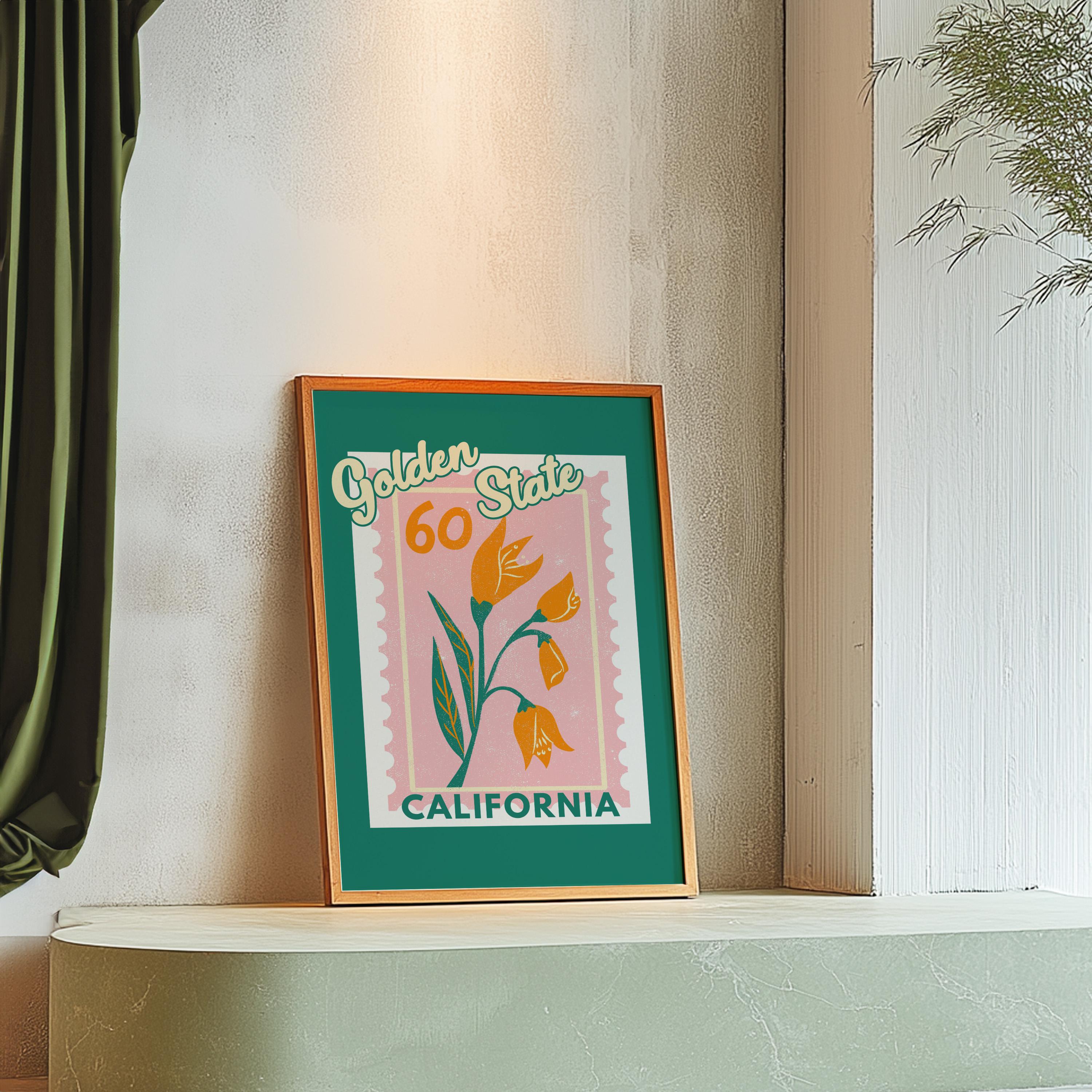 California Poppy Art,Digital Art Download,Colorful California Wall Art,Cute Trendy Art,Golden State Posters,Cali Wall Poster,Orange Posters