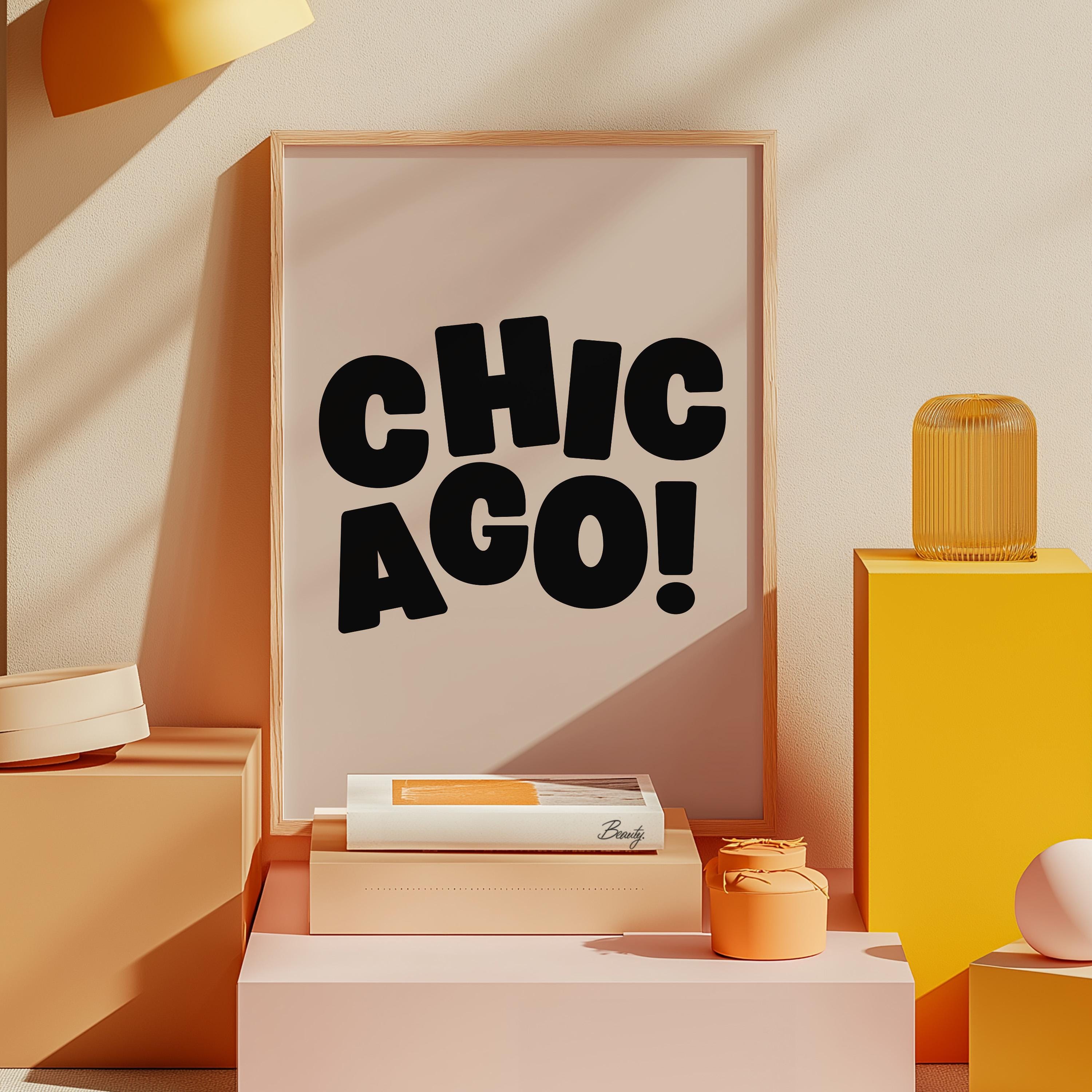 Chicago Art Print, Digital Art Download, Black Chicago Wall Art, Chicago Trendy Art, Chicago Posters, Chicago Wall Poster, Beige Posters