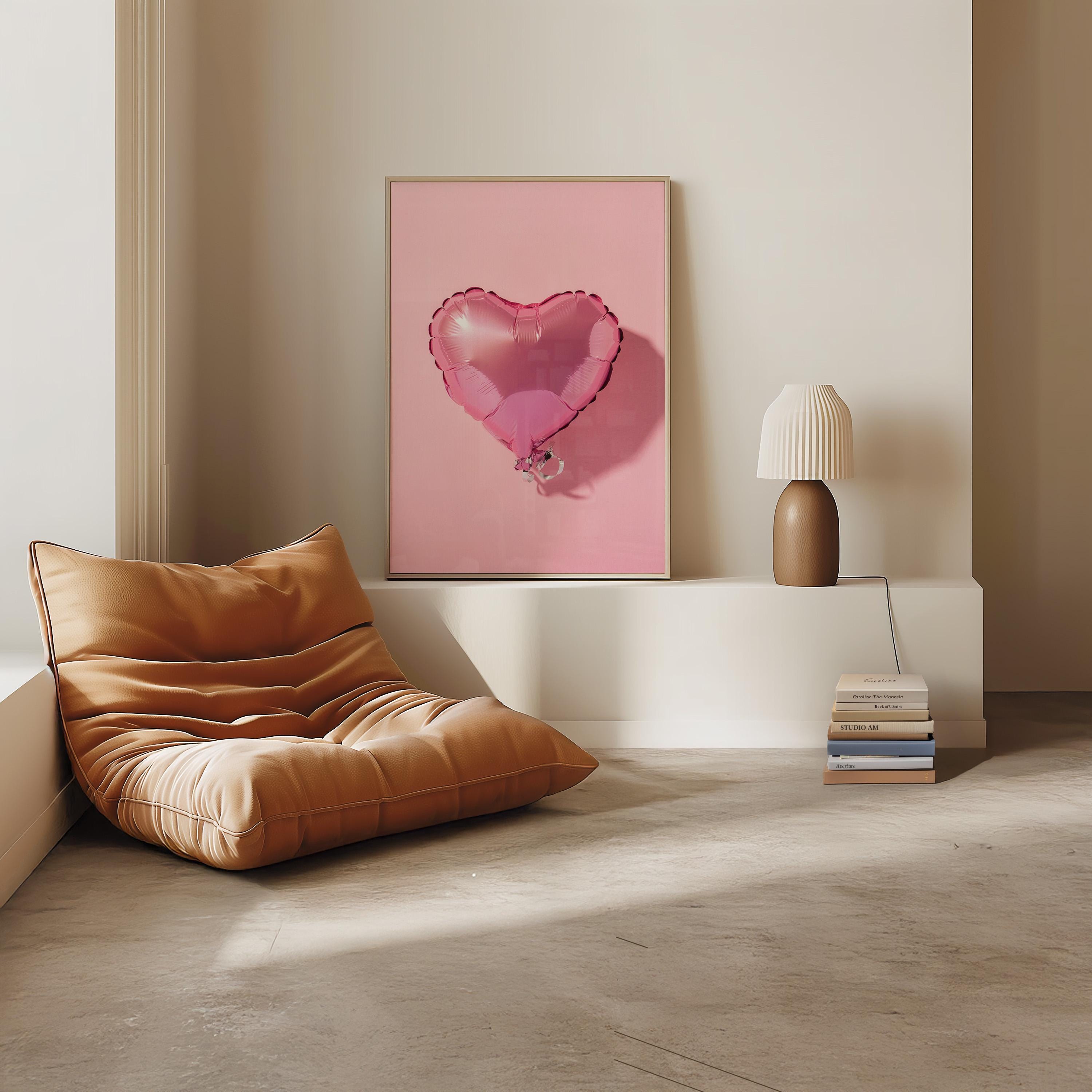 Heart Balloon Art-Digital Print-Retro Wall Art-Trendy Girly Print Art-Fun Pink Art-Downloadable Art-Pink Art Print-Preppy Poster-2000s Art