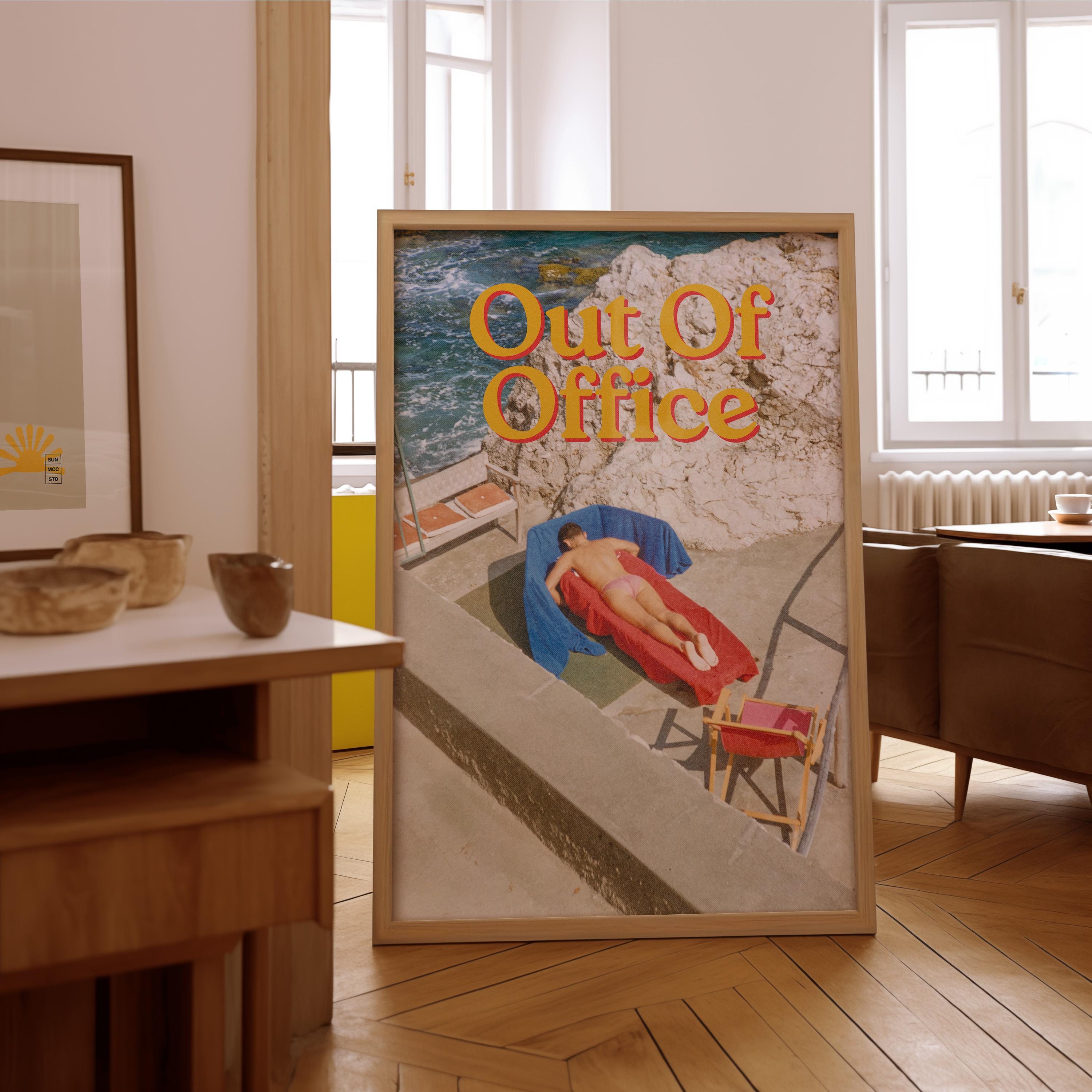 Out of Office Wall Art, Digital Art Prints, Retro Vacation Prints, Retro Italy Art Print,Preppy Art, Trendy Art Print, Out of Office Prints