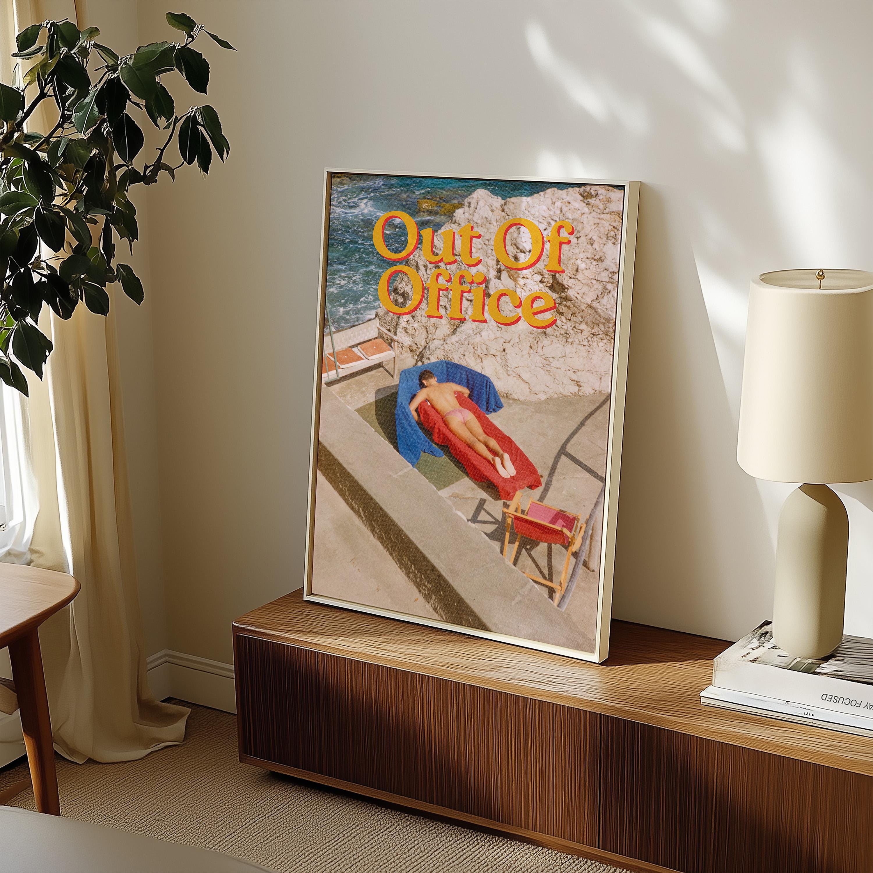 Out of Office Wall Art, Digital Art Prints, Retro Vacation Prints, Retro Italy Art Print,Preppy Art, Trendy Art Print, Out of Office Prints