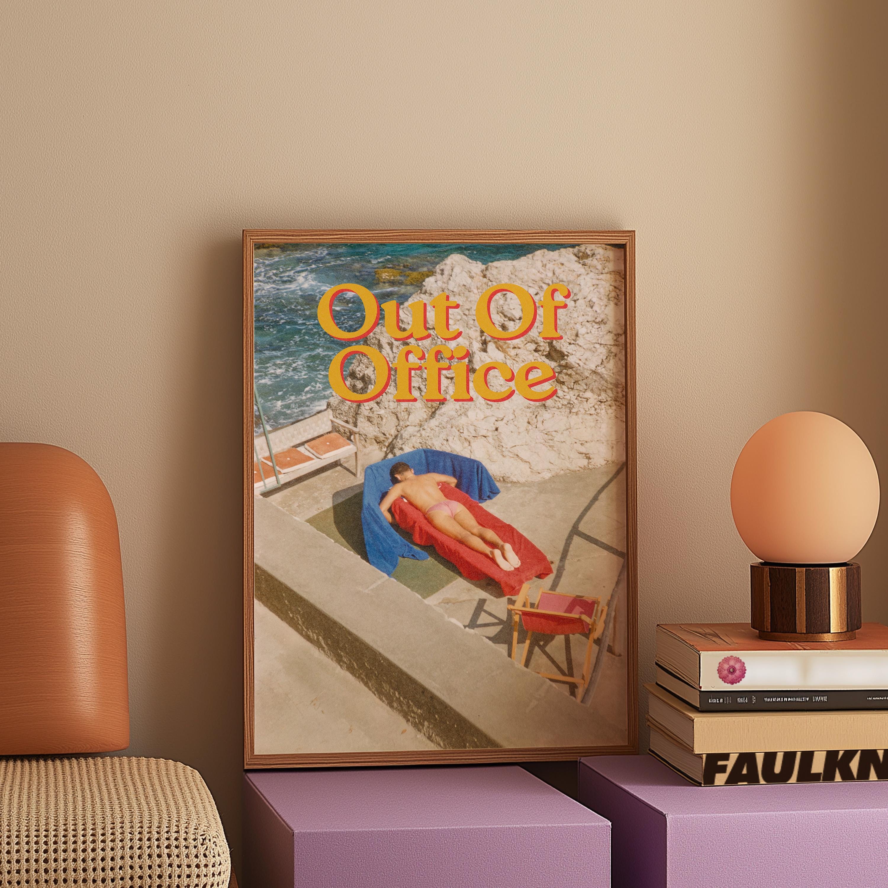 Out of Office Wall Art, Digital Art Prints, Retro Vacation Prints, Retro Italy Art Print,Preppy Art, Trendy Art Print, Out of Office Prints