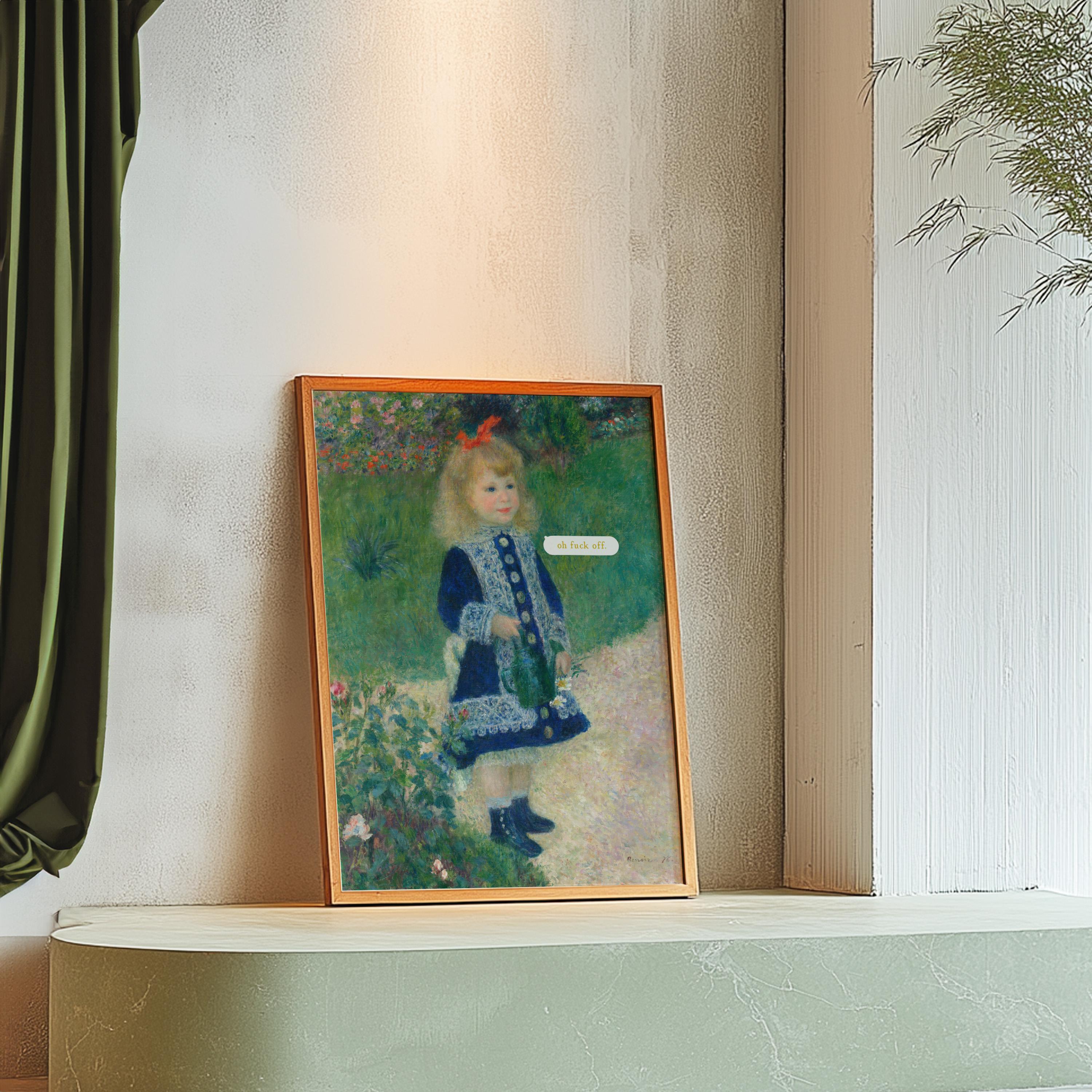 Altered Painting-Fuck Off Art-Monet Art-Funny Classic Art-Pop Art-Dorm Room Art-Downloadable Print-Trendy Art Print-Girly Art-Portrait