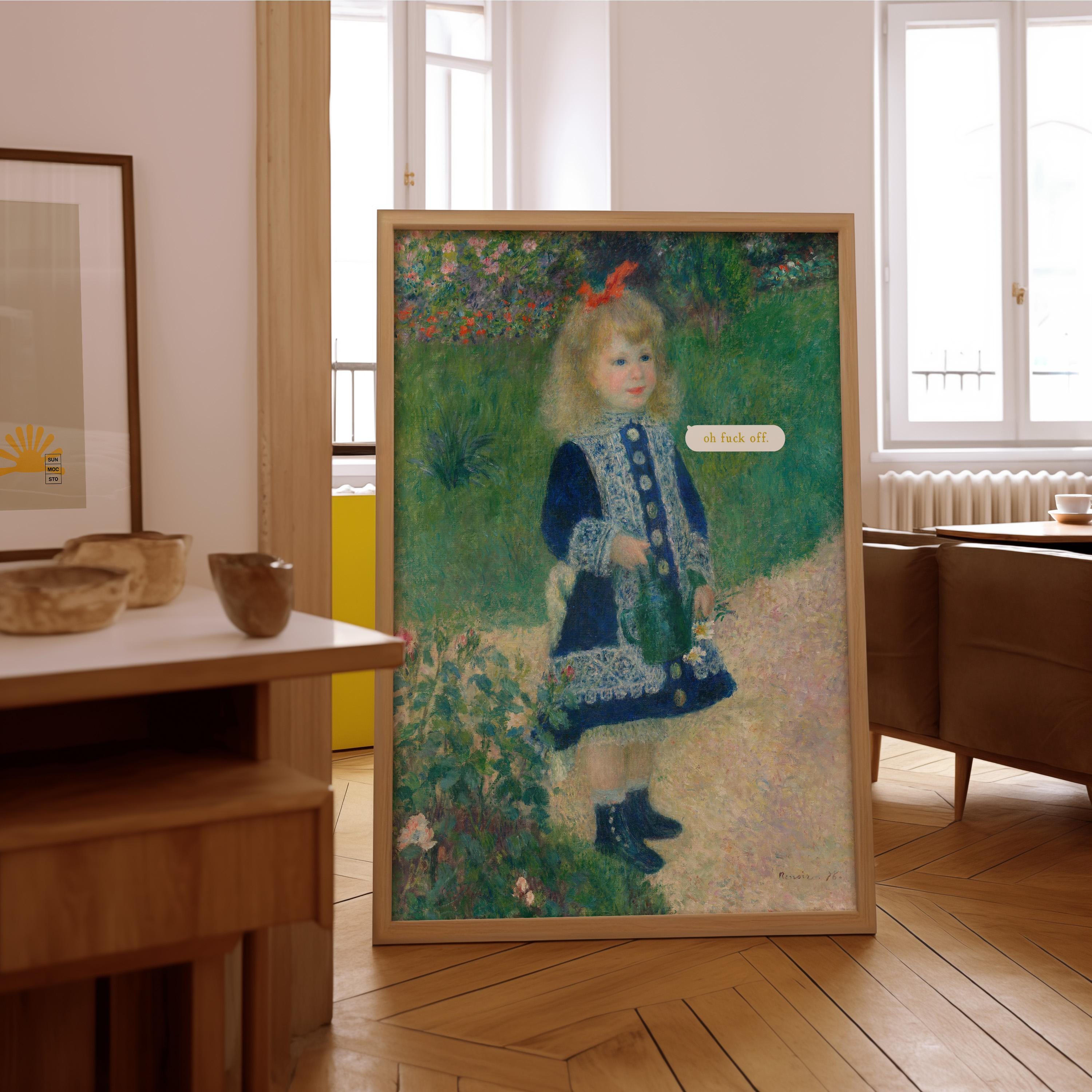 Altered Painting-Fuck Off Art-Monet Art-Funny Classic Art-Pop Art-Dorm Room Art-Downloadable Print-Trendy Art Print-Girly Art-Portrait