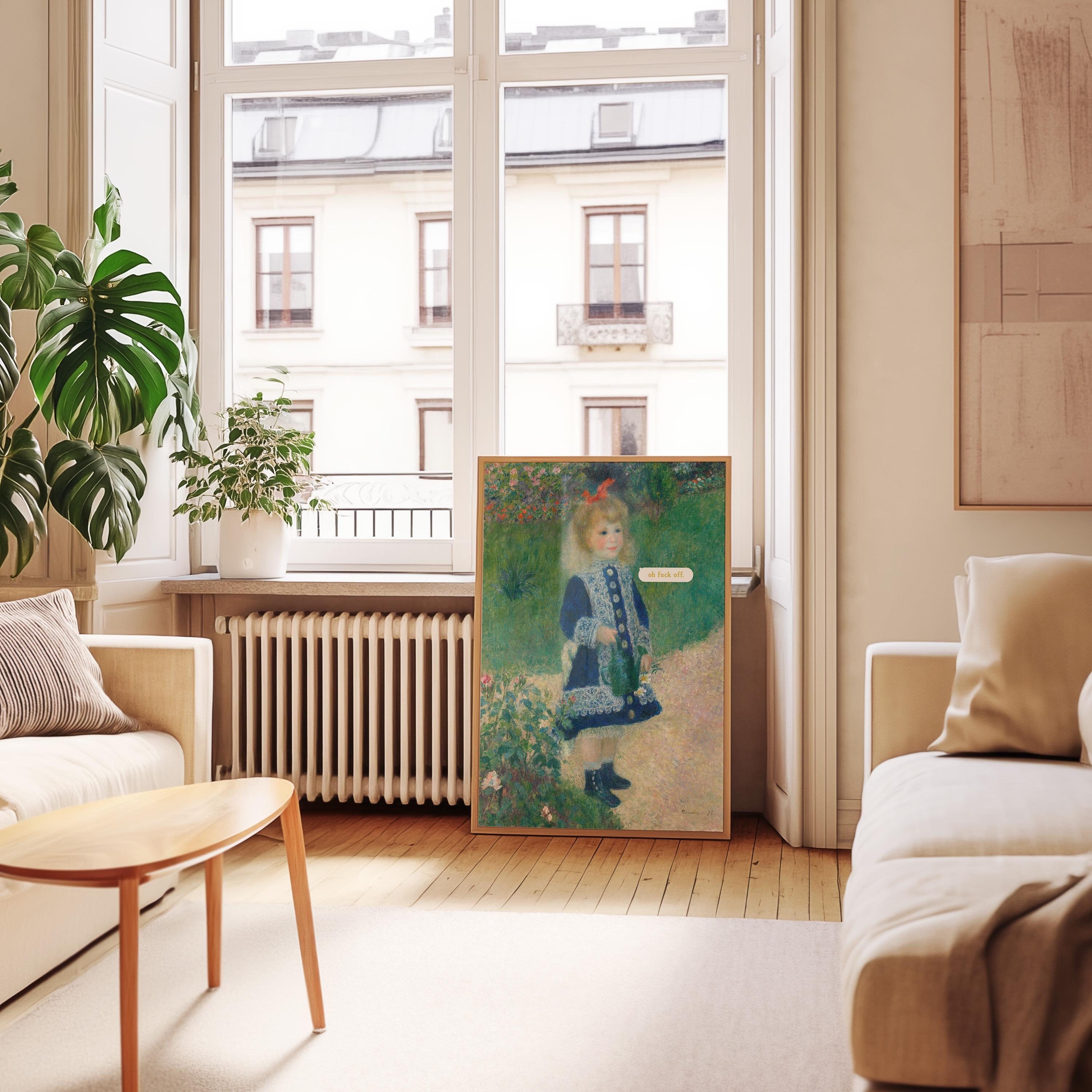 Altered Painting-Fuck Off Art-Monet Art-Funny Classic Art-Pop Art-Dorm Room Art-Downloadable Print-Trendy Art Print-Girly Art-Portrait