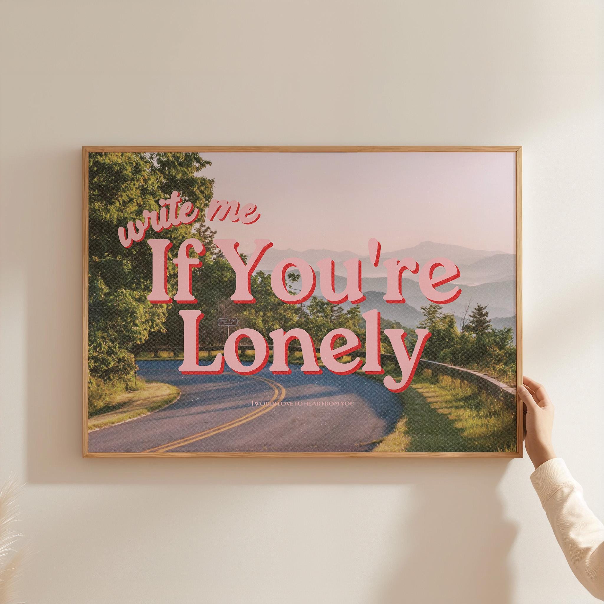 Grainy Retro Print,Digital Pink Art Prints,Retro Photograph Prints,Retro Art Print,Preppy Art,Trendy Art Print, write me if you're lonely
