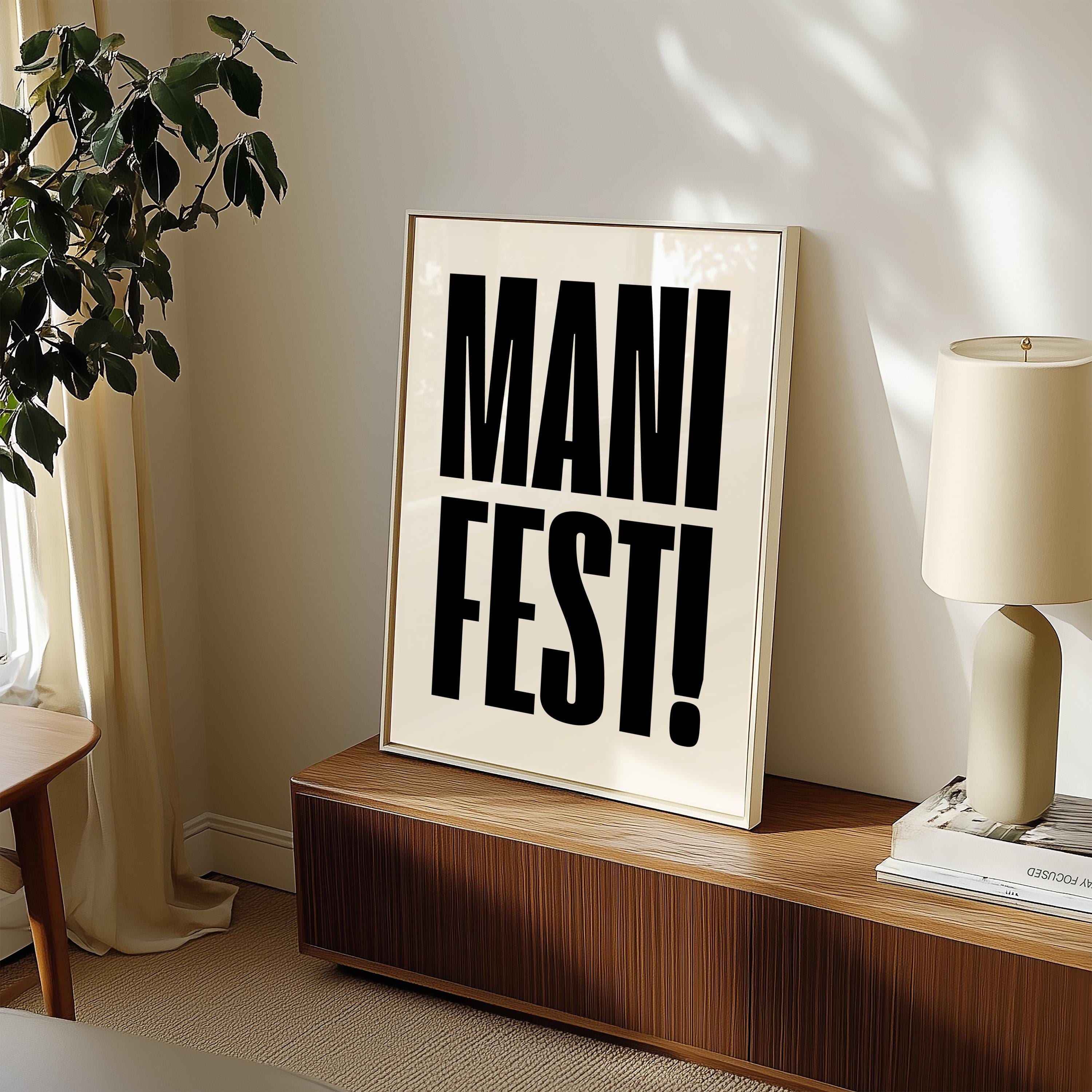 Manifest Art Print, Manifesting Posters, Inspirational Quote, Digital Download Print, Retro Wall Decor, Y2K Aesthetic Art, Encouragement Art
