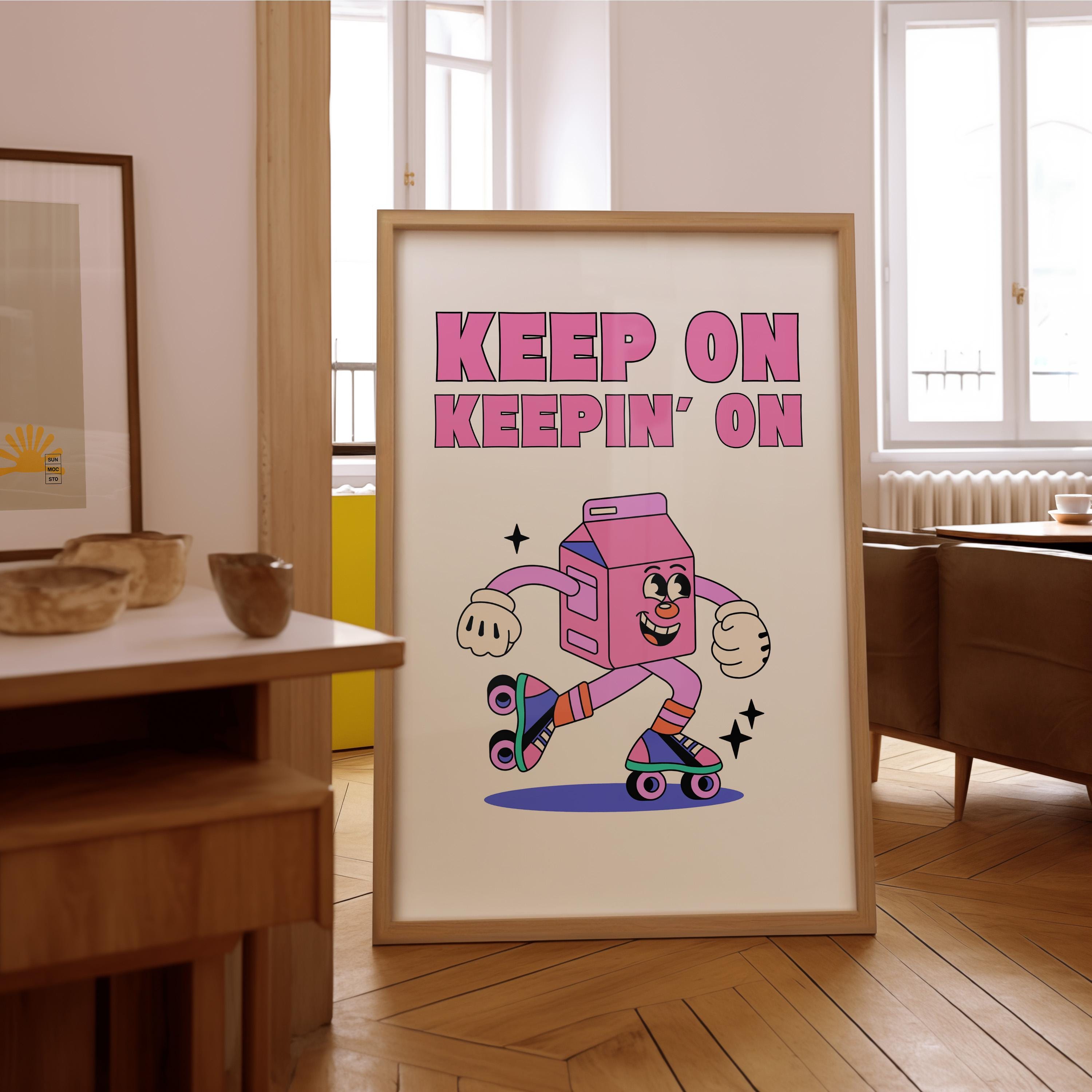 On A Roll-Digital Download-Wall Print-Retro Art-Downloadable Print-70s Art Print-Retro Character Art-Trendy Prints-Vintage Mascot Art