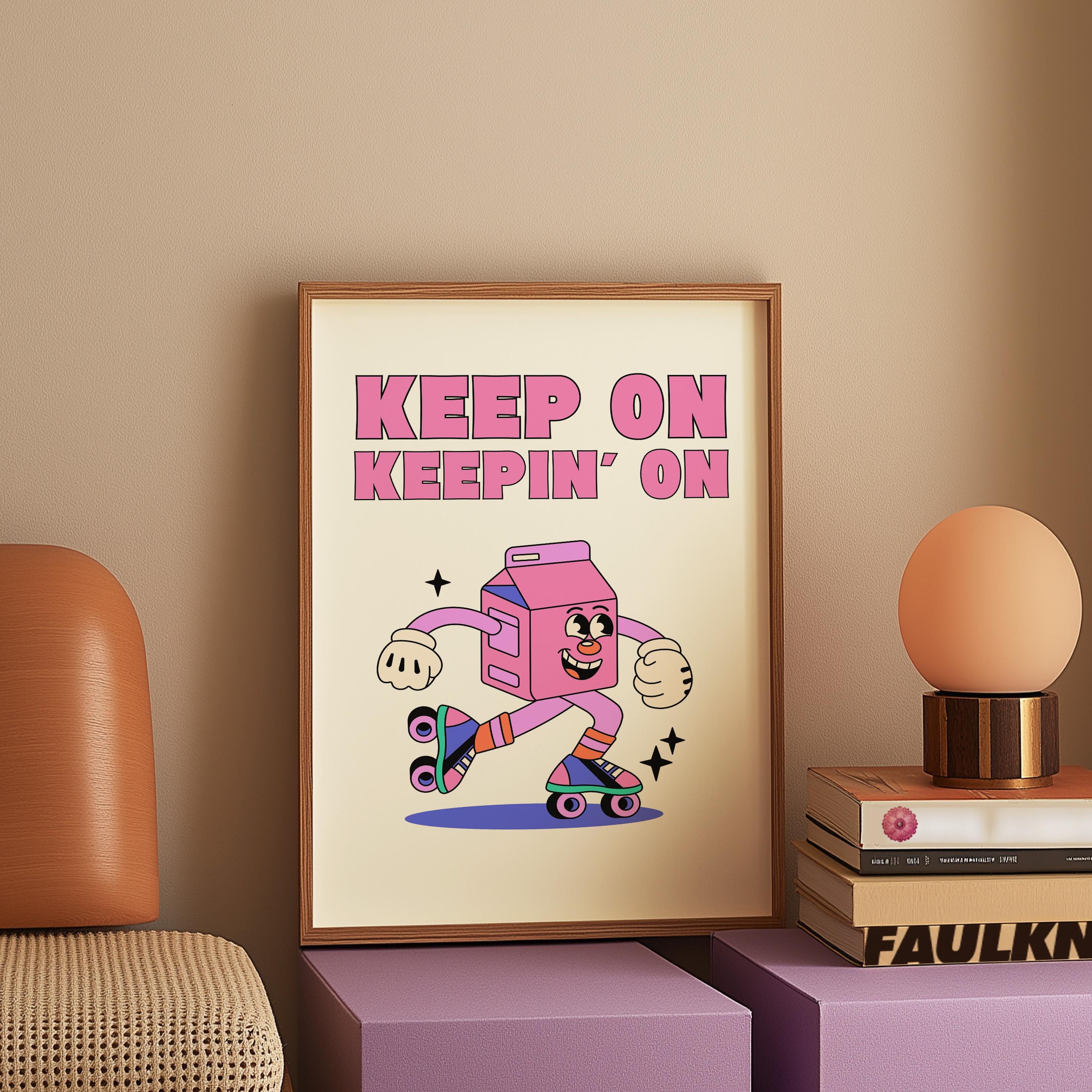 On A Roll-Digital Download-Wall Print-Retro Art-Downloadable Print-70s Art Print-Retro Character Art-Trendy Prints-Vintage Mascot Art