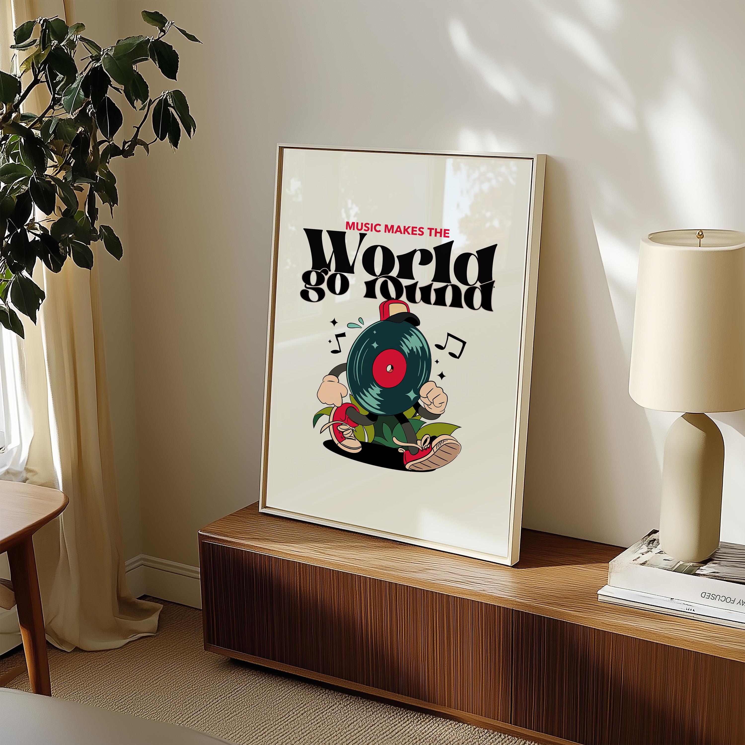 Music Art,Kids Room Art,Downloadable Print,Cartoon Art Print,Retro Character Art,Trendy Posters,Vintage Mascot Art,Cute Positive Art
