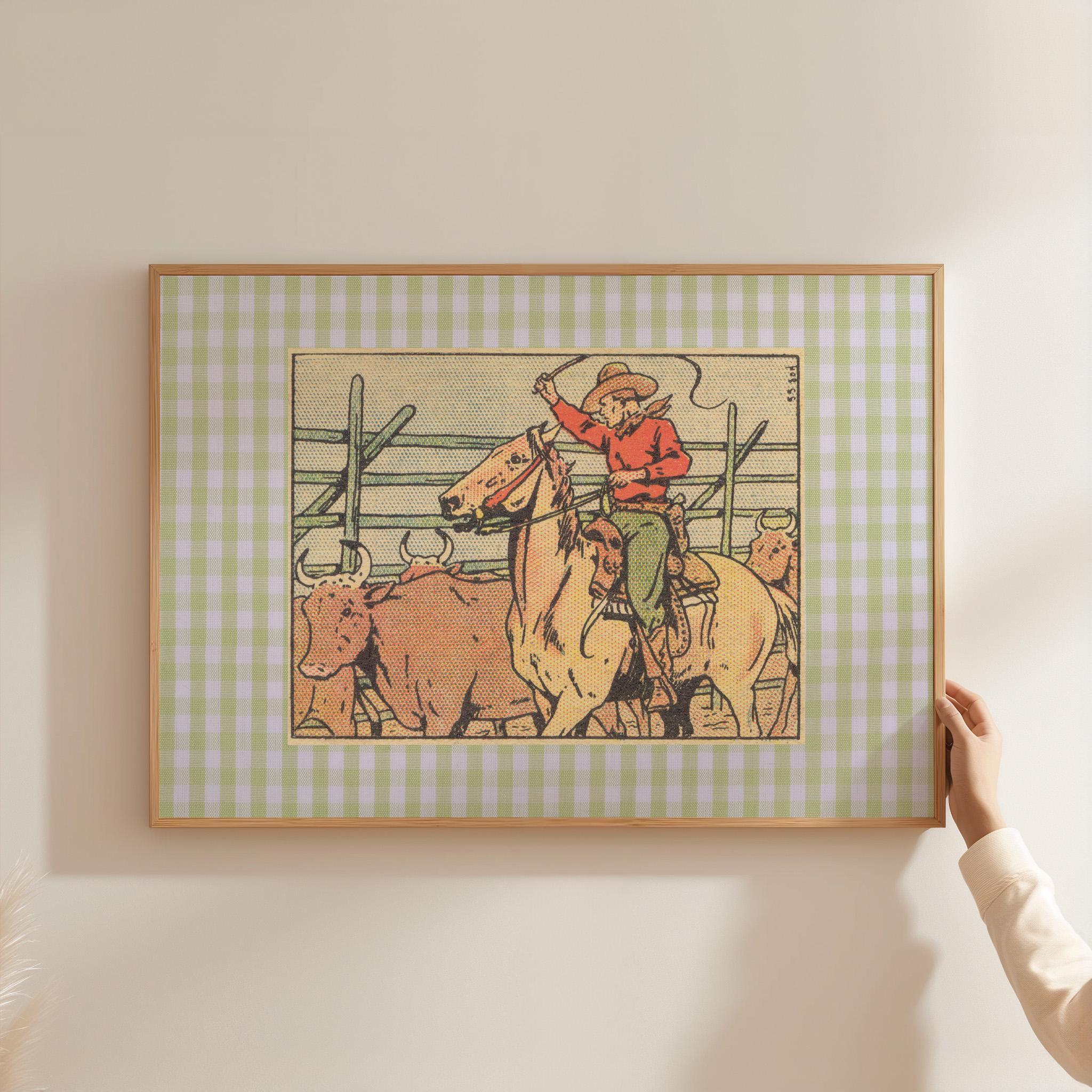 Checkered Print, Trendy Western Poster, Retro Art, Instant Digital Download, Rodeo Print, Cowboy Art Print, Cowboy Posters, GS Print Shoppe