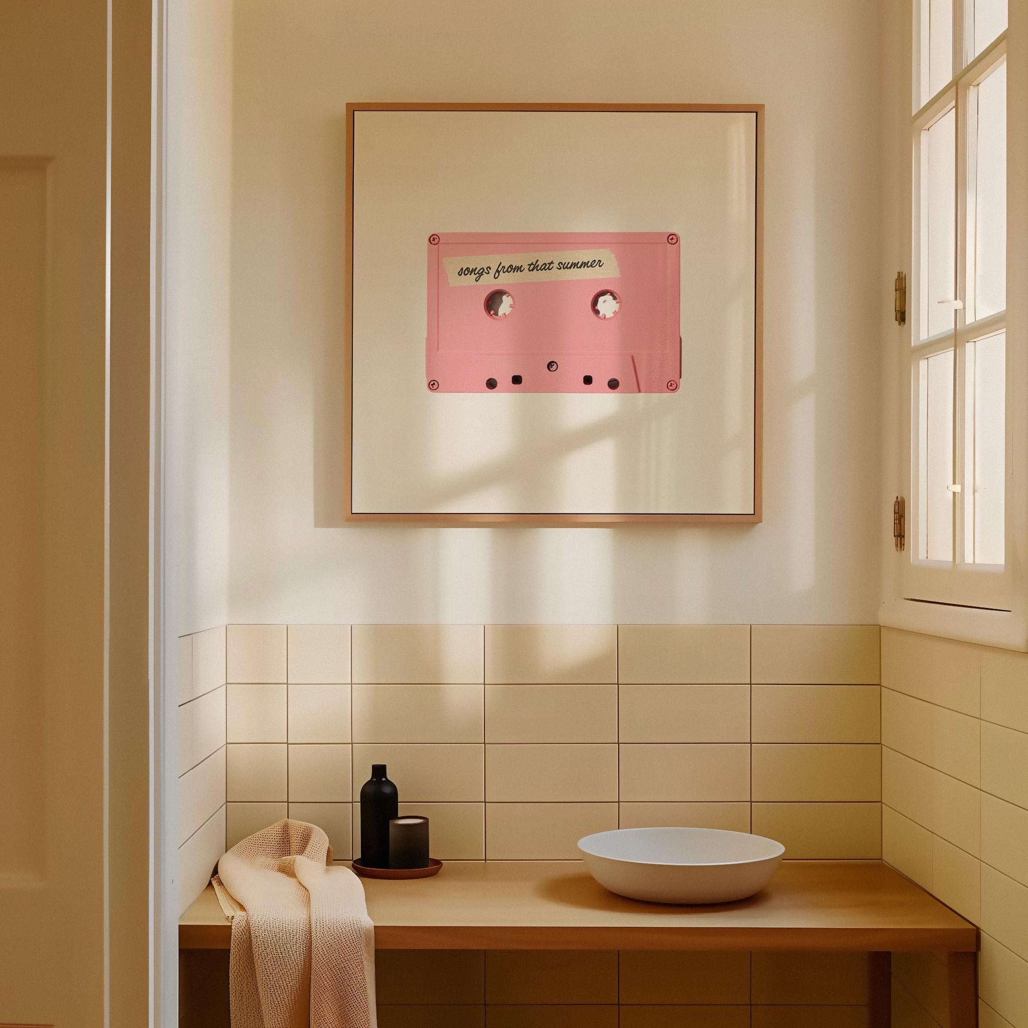 Apartment Art, Cassette Art Print, Pink Art Decor, Retro Art Print, gs print shoppe, Square Prints, Digital Download, Vintage Music Art