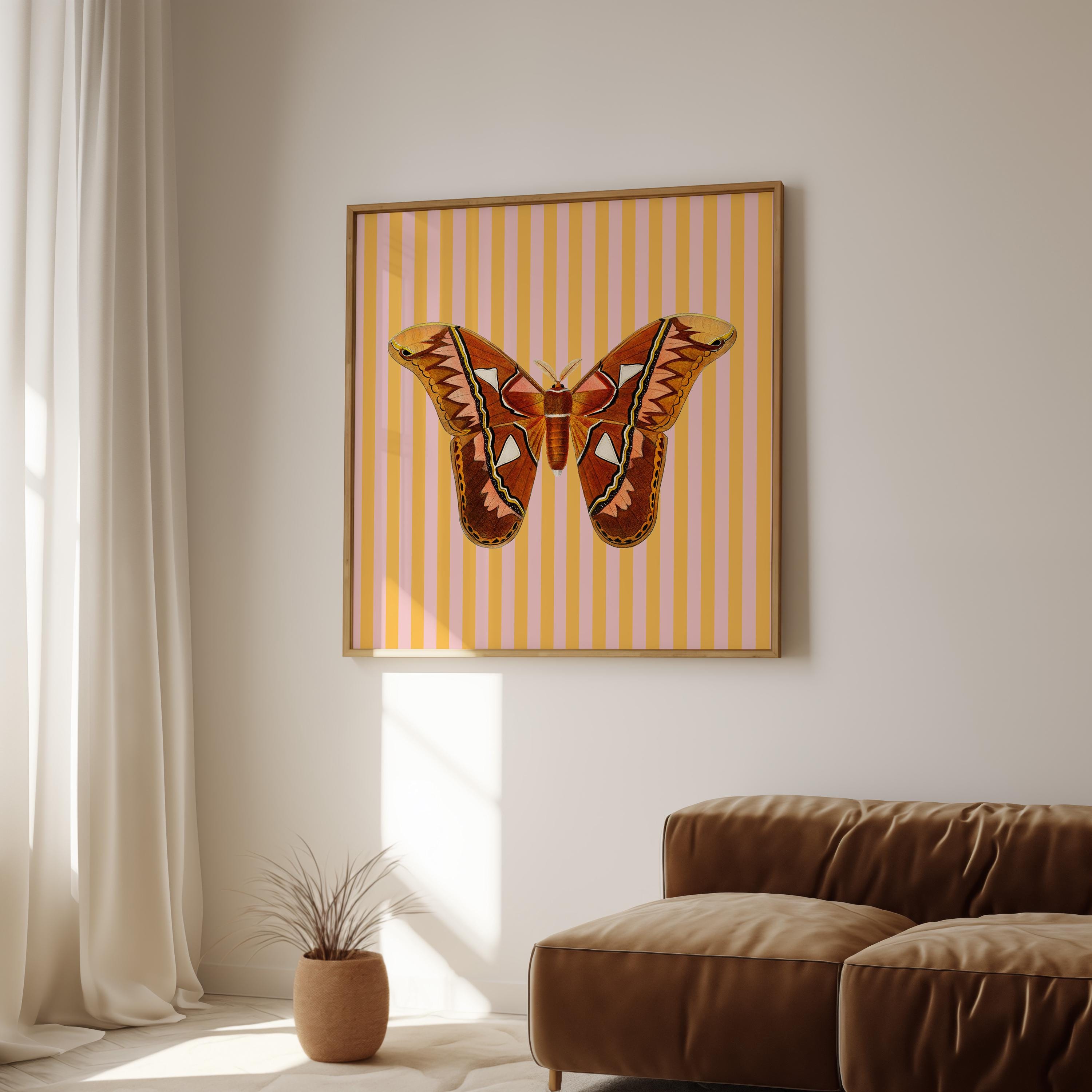 Orange Striped Art, Butterfly Poster, Butterfly print, gs print shoppe, vintage butterfly, digital download, square art print, digital art
