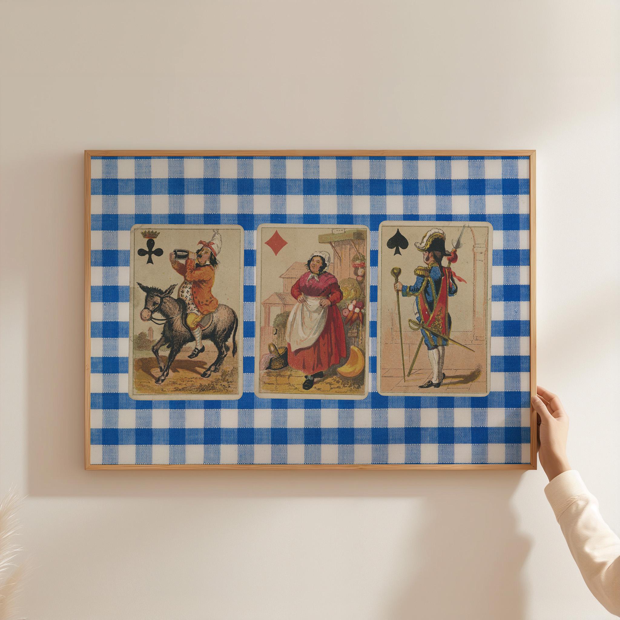 Vintage Style, Playing Card Art Print, Ace Poster, Wall Decor, Digital Download, Retro Decor, Printable Art, Vintage Art, Blue Art Decor