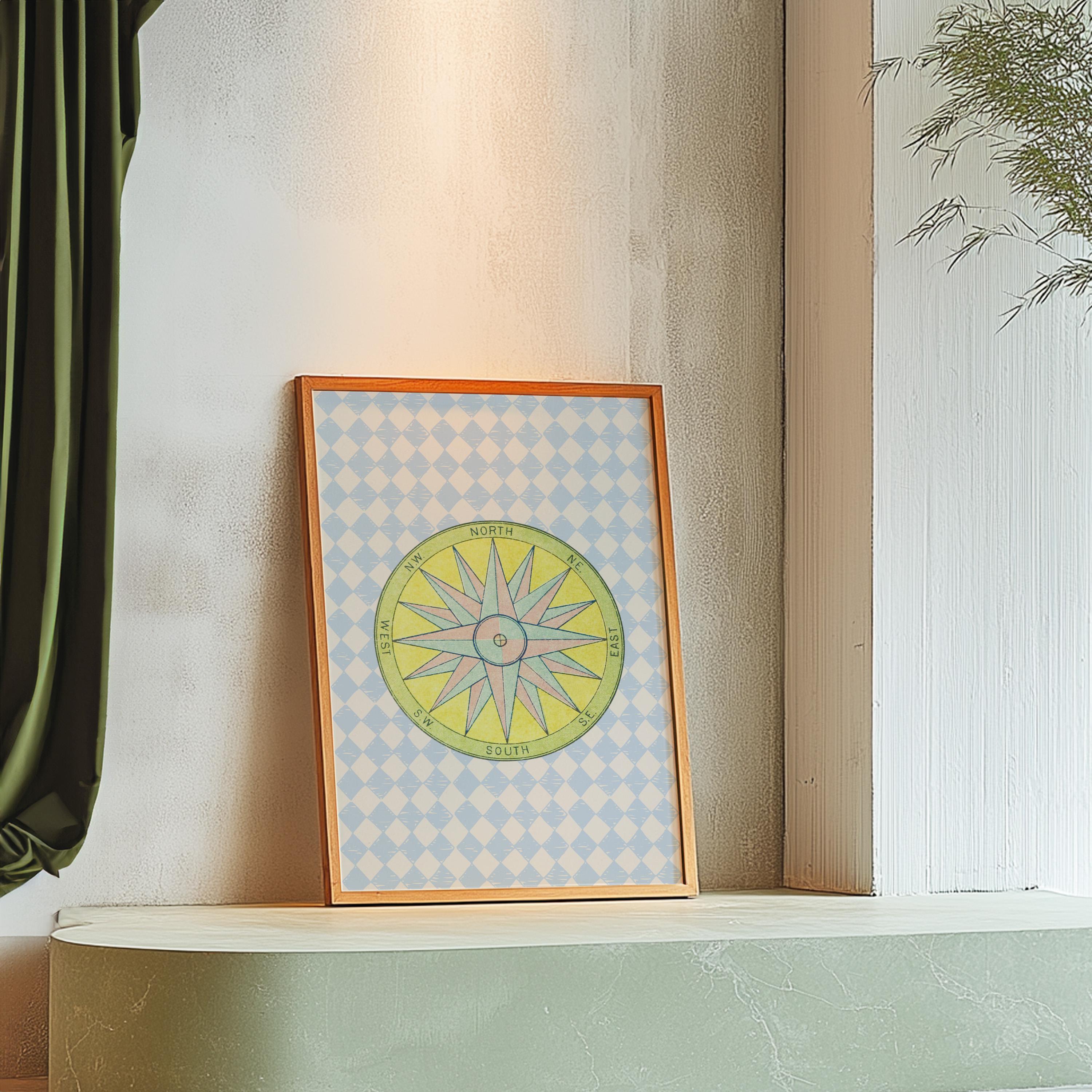 Digital Wall Art, Trendy Decor, Compass Vintage Art, Kids Room Art, Boys Room Art, GS Print Shoppe, Kids room decor, retro art print