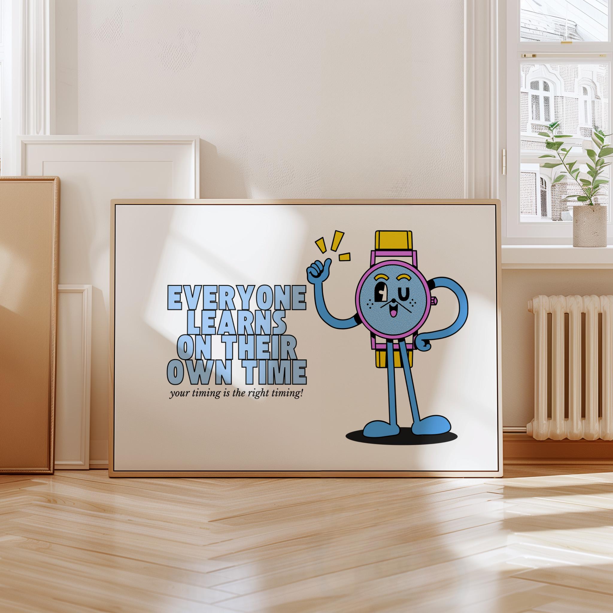 Classroom Art,Kids Room Art,Downloadable Print,Cartoon Art Print,Retro Character Art,Trendy Posters,Vintage Mascot Art,Cute Positive Art