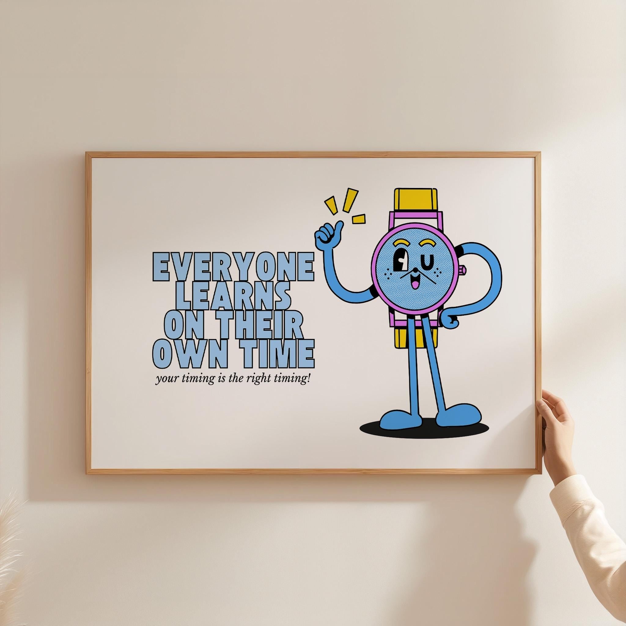 Classroom Art,Kids Room Art,Downloadable Print,Cartoon Art Print,Retro Character Art,Trendy Posters,Vintage Mascot Art,Cute Positive Art