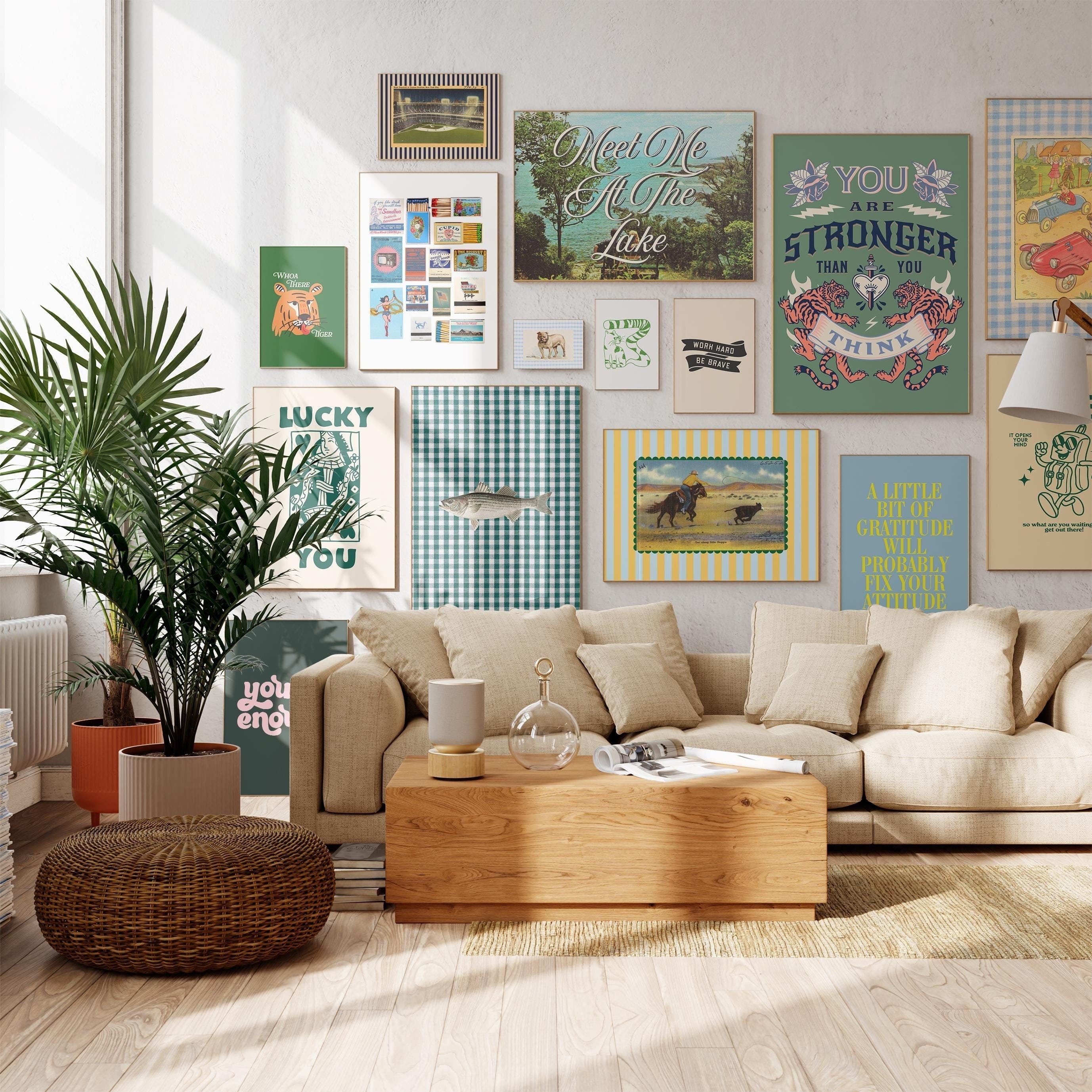 Set of 15 Art Prints, Boys Room Decor, Boys Art Prints, Green and Blue Decor, Fun Poster Bundle, Gallery Wall Set, Kids Room Art Downloads