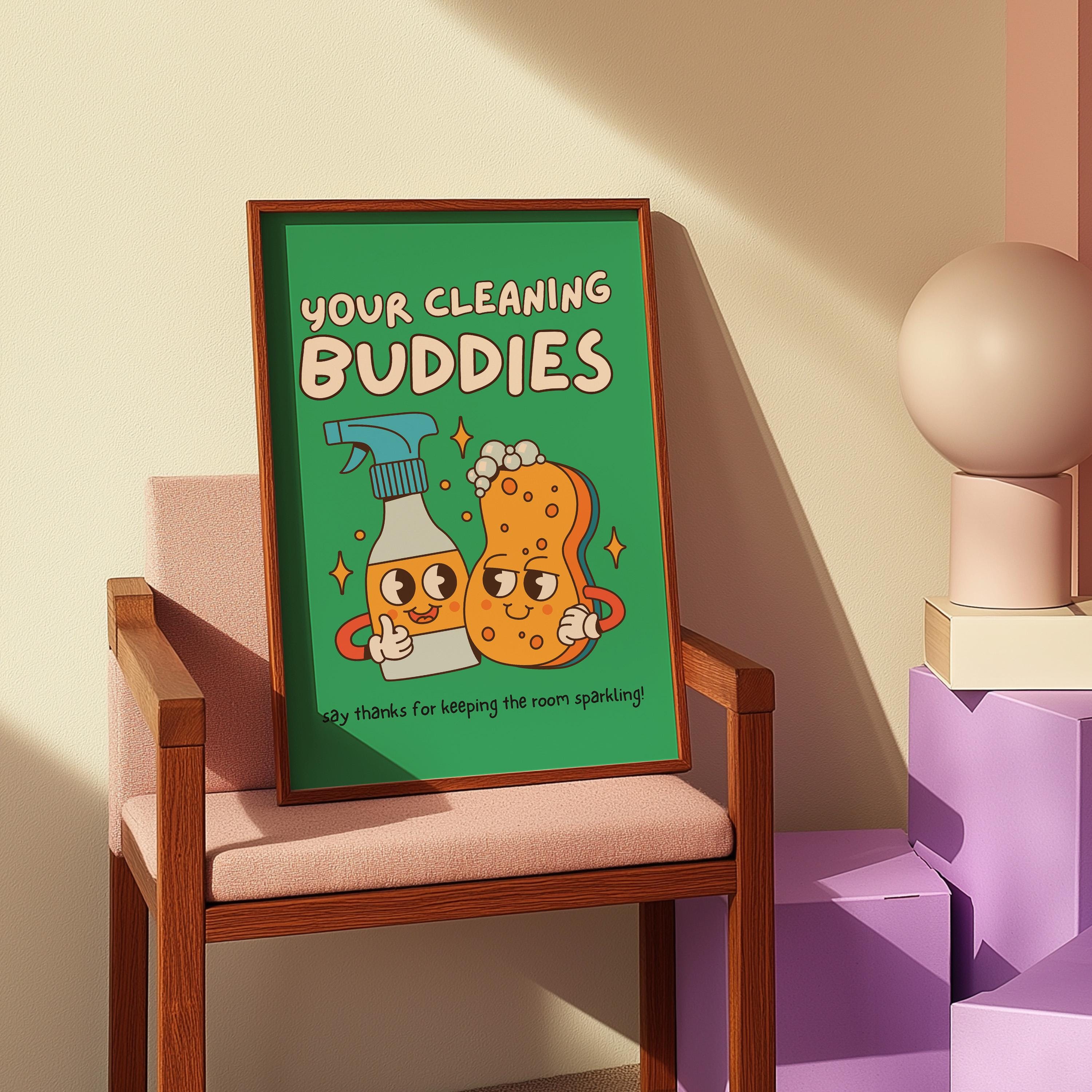 Classroom Art, Kids Room Art, Downloadable Print, Cartoon Art, Clean Up Print, Trendy Posters, Vintage Mascot Art, Cute Positive Poster