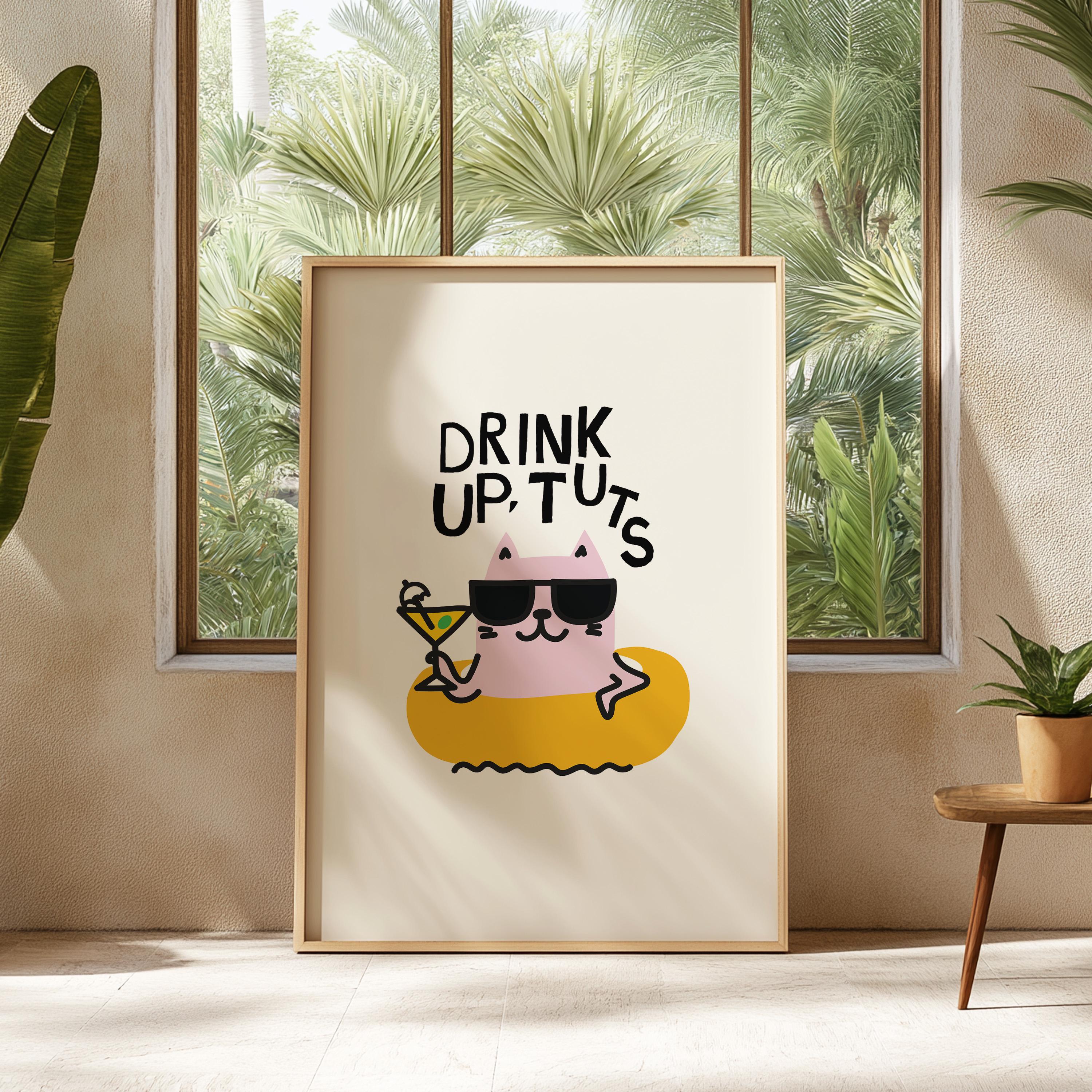 Cute Kittens Art Print, Retro Decor for Home, Funny Wall Art, Y2K Girly Decor, Vintage Kittens, Perfect for Bar Cart