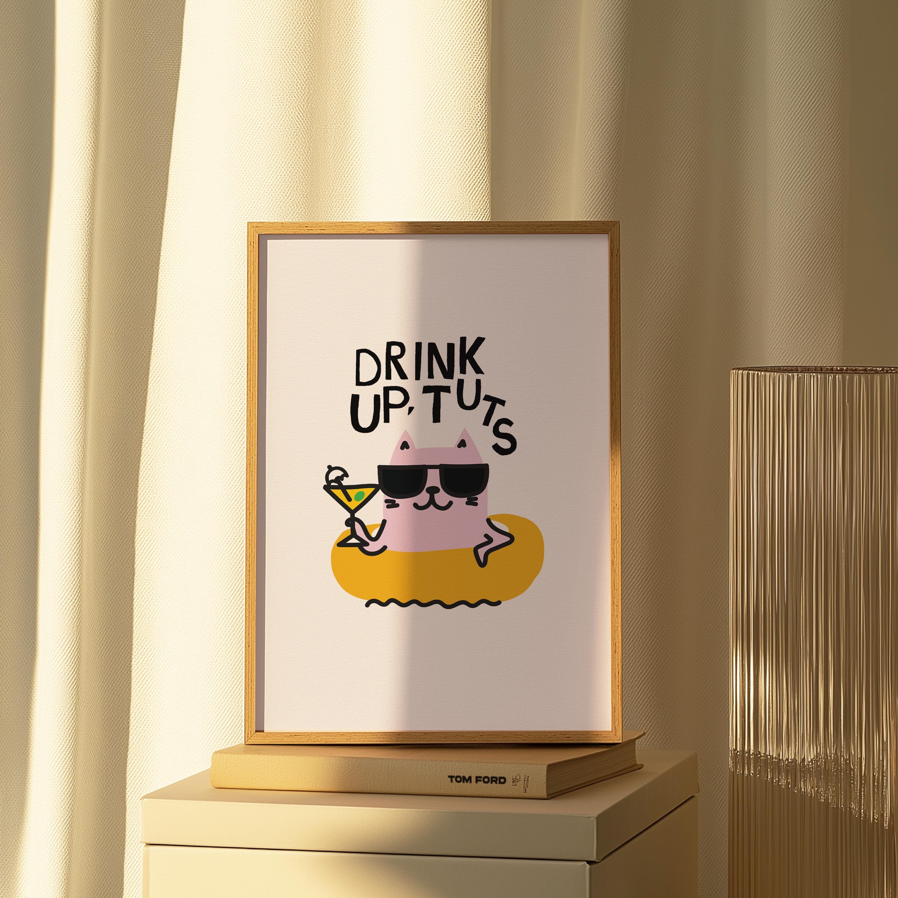 Cute Kittens Art Print, Retro Decor for Home, Funny Wall Art, Y2K Girly Decor, Vintage Kittens, Perfect for Bar Cart