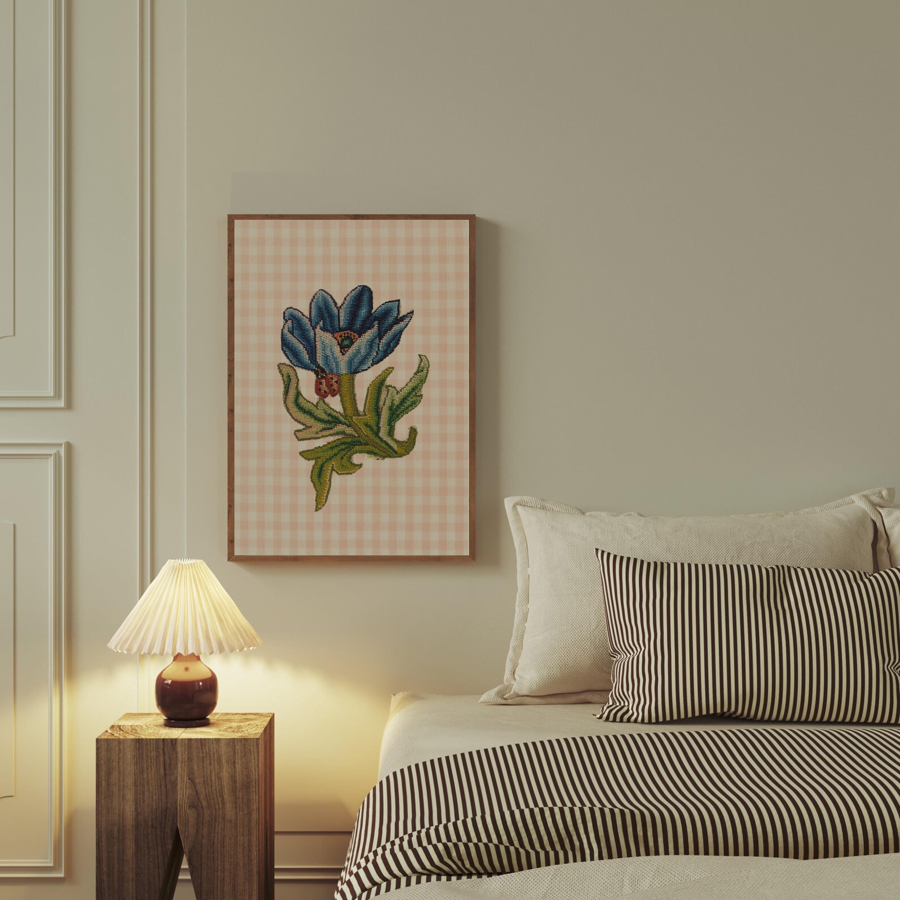 Fine Art Print, Gallery Wall Prints, Needlepoint Art, Needlepoint decor, Needlepoint gift, vintage art print, floral needlepoint art