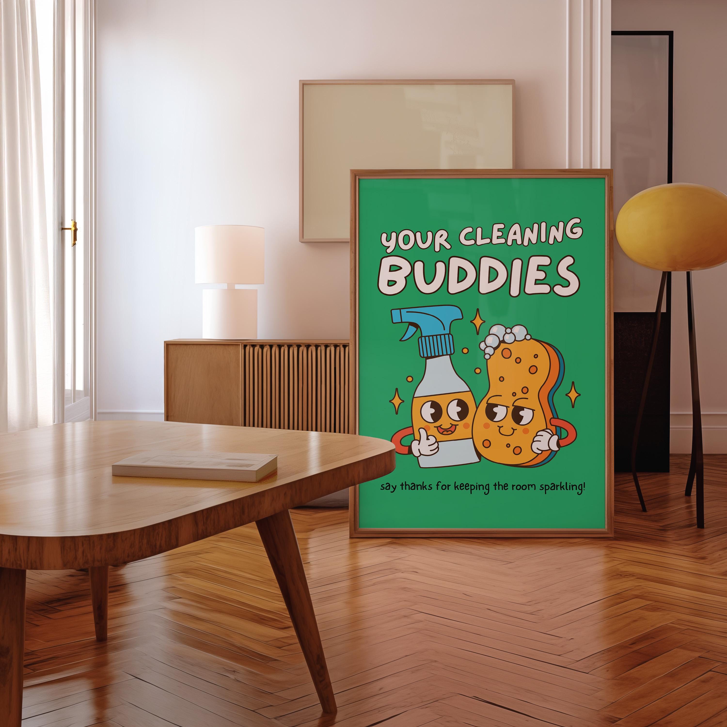 Classroom Art, Kids Room Art, Downloadable Print, Cartoon Art, Clean Up Print, Trendy Posters, Vintage Mascot Art, Cute Positive Poster