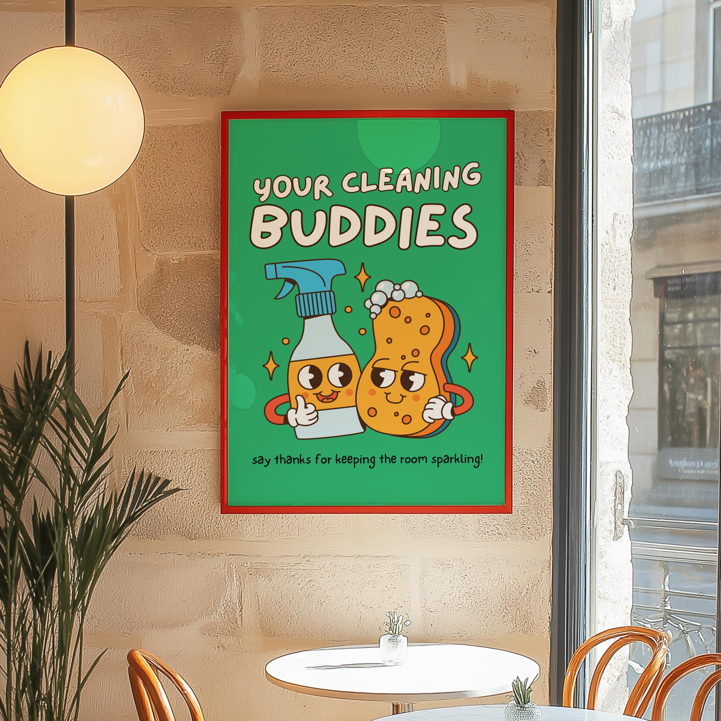 Classroom Art, Kids Room Art, Downloadable Print, Cartoon Art, Clean Up Print, Trendy Posters, Vintage Mascot Art, Cute Positive Poster