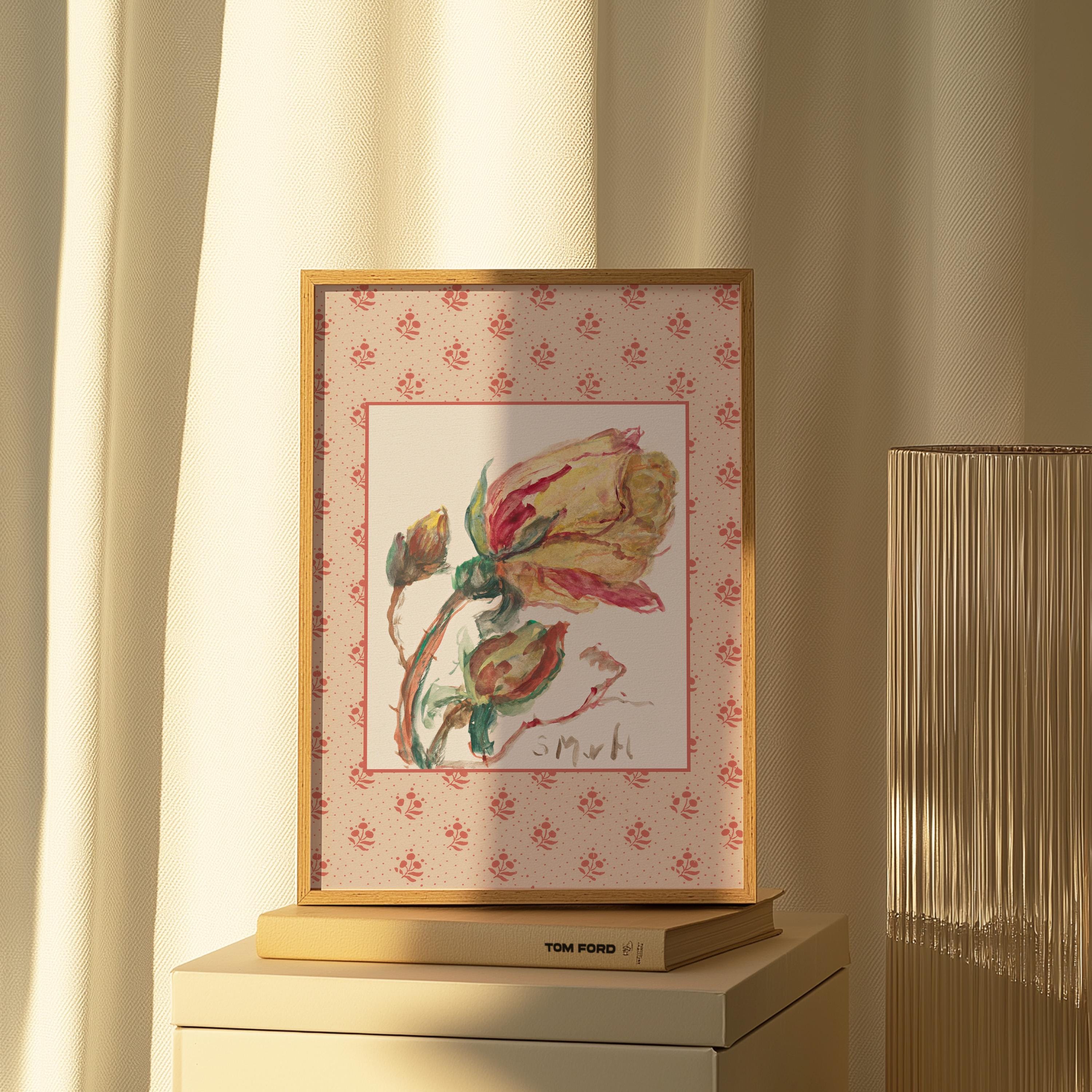 Rose Wall Decor, Rose Floral Art, Digital Prints, Floral Vintage Art, Vintage Aesthetic Art, Southern Style, Patterned Floral Art