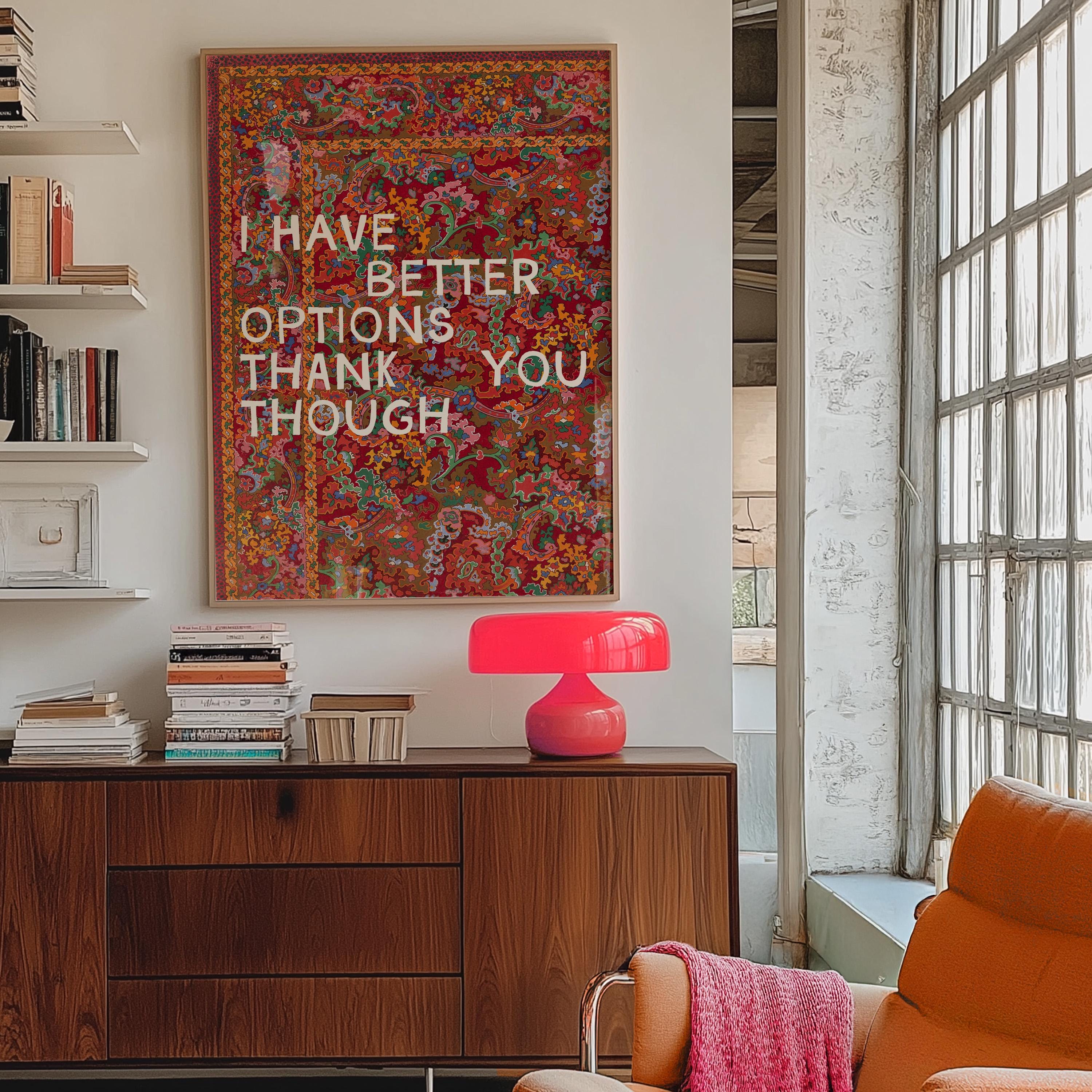 Apartment Wall Art, Girl Decor, Typography Print, Living Room Decor, Girly Bedroom, Red Pattern Print, Unique Typography Art