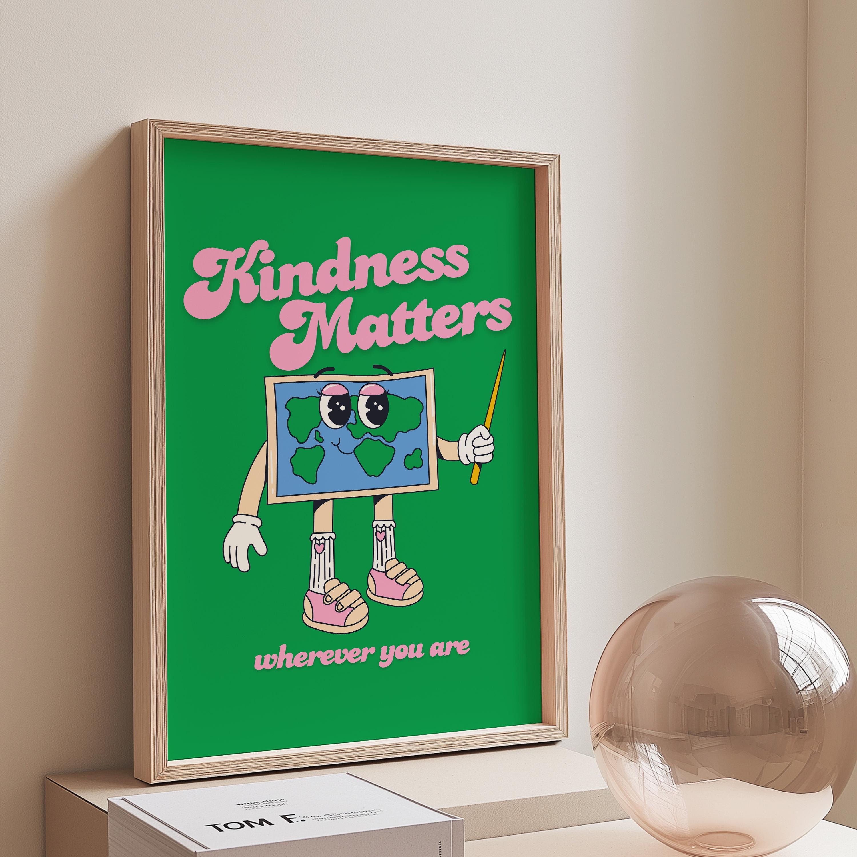 School Print, Inclusivity Digital Print, Instant Download, Kindness Matters Art, Retro Art Print, Classroom Posters, Kids Room Art
