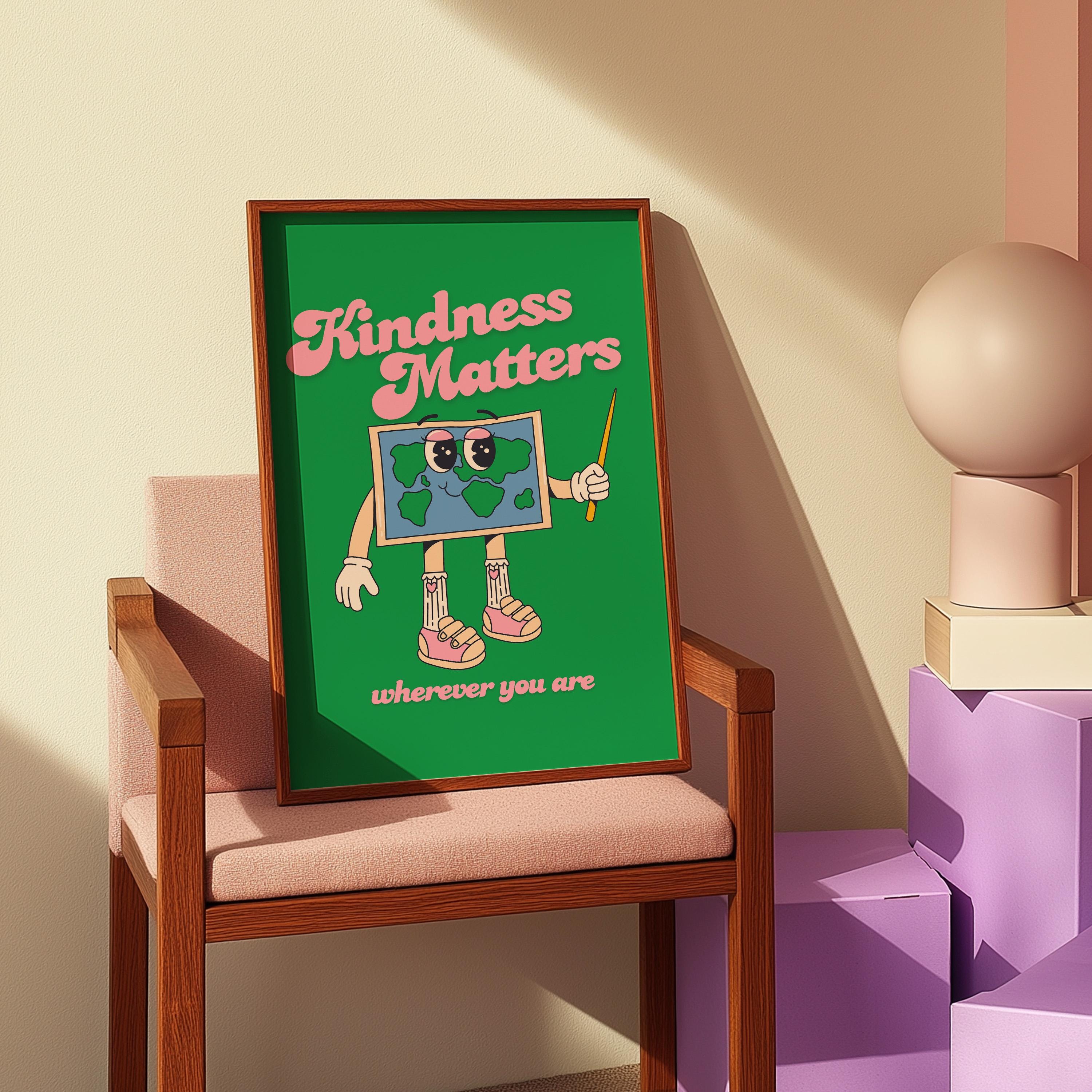 School Print, Inclusivity Digital Print, Instant Download, Kindness Matters Art, Retro Art Print, Classroom Posters, Kids Room Art