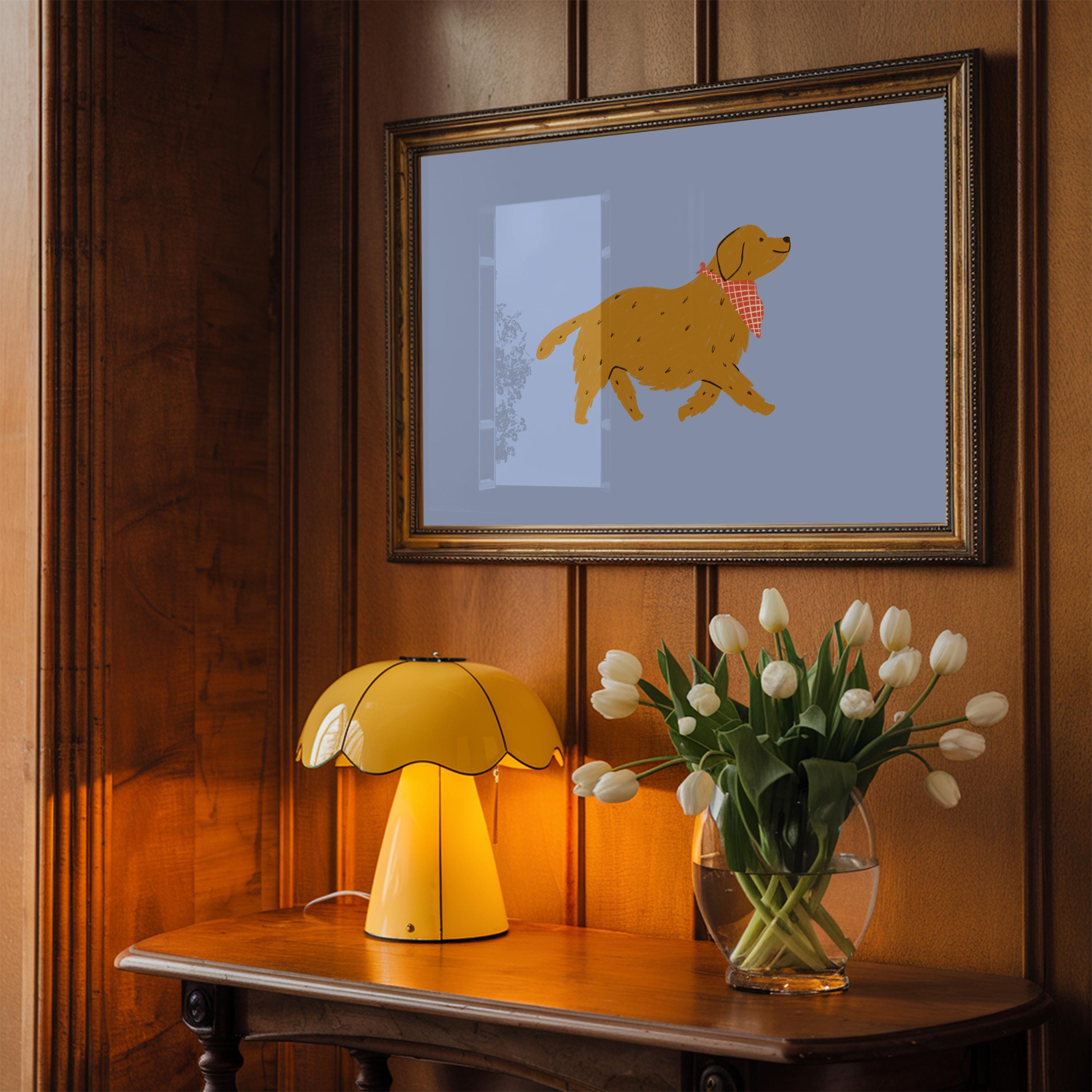 Golden Retriever Art, Dog Poster, Dog Wall Art, Modern, Pop Art, Gallery Wall Art Print, Dog Digital Download, Dog Decor, Maximalist Art